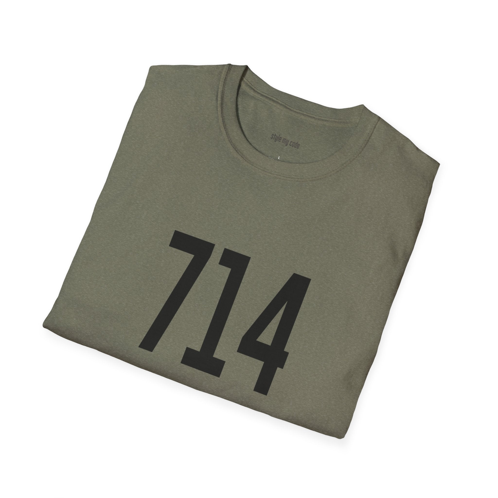 714 Black Logo Front T-Shirt