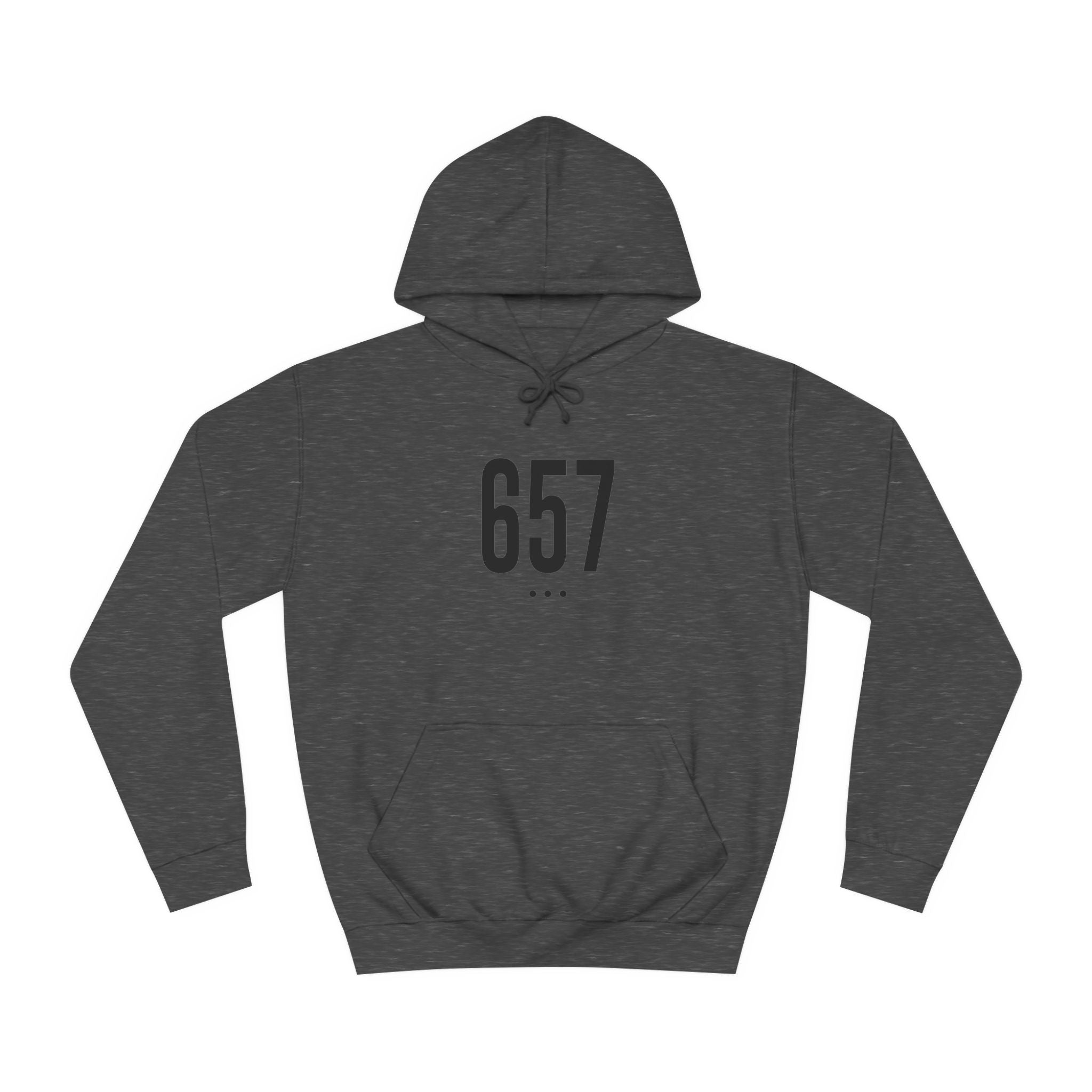 657 Black Logo Front College Hoodie