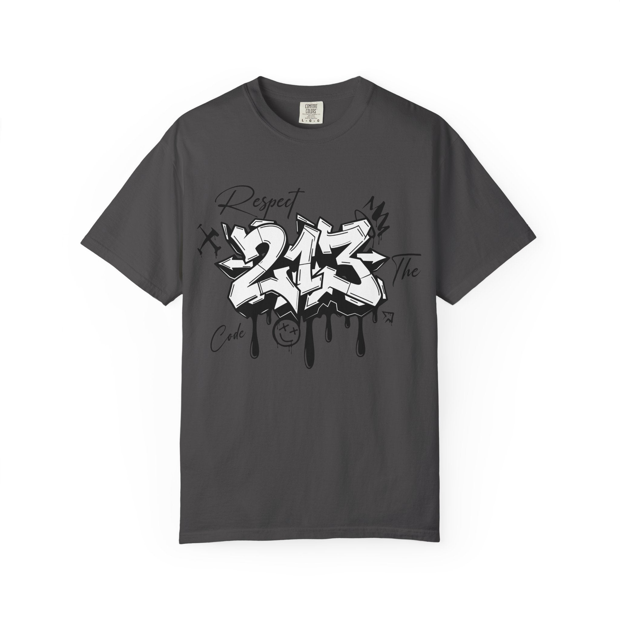 Respect the Code 213 Black and White Graffiti T-Shirt