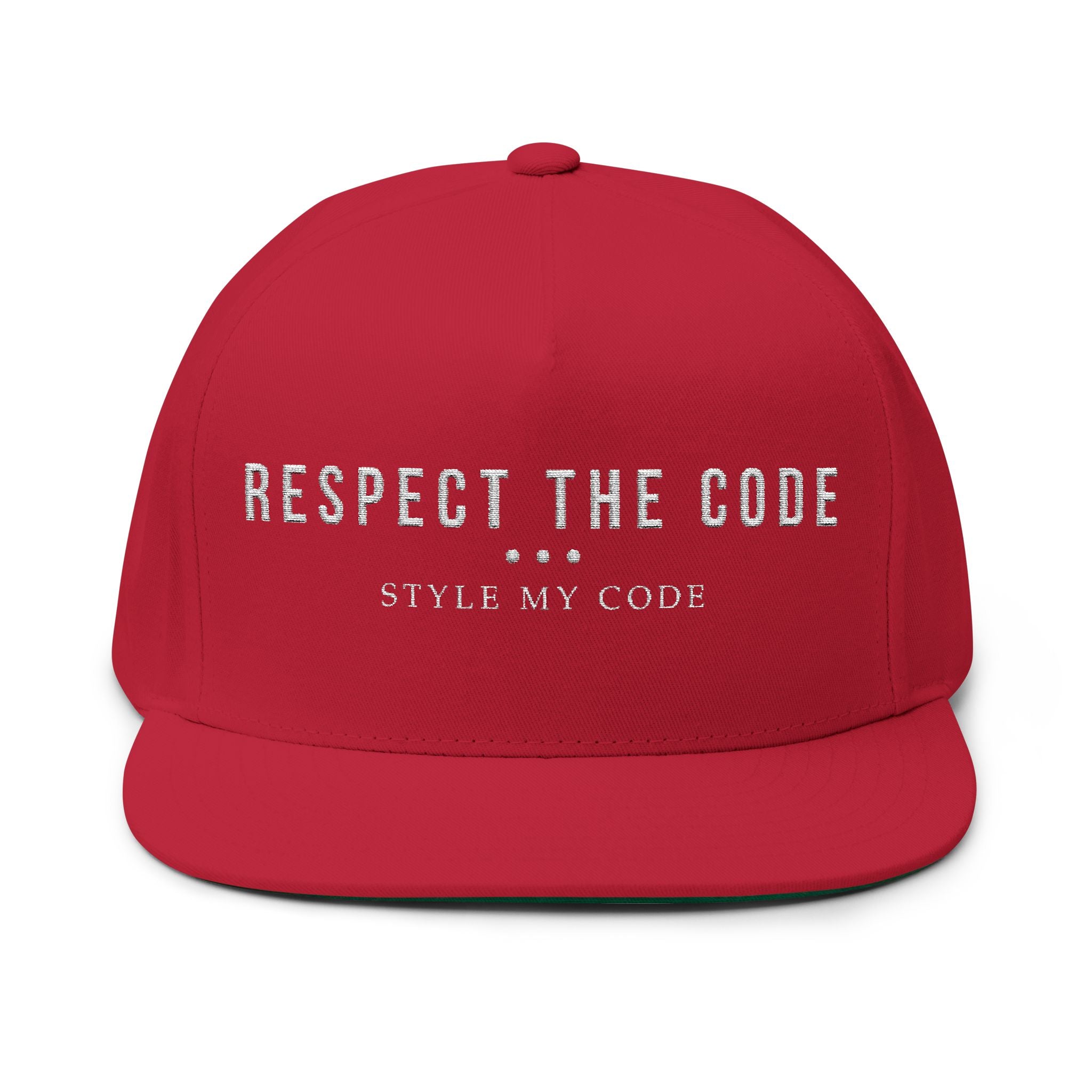 Respect the Code Flat Bill Cap | Embroidered Snapback, Streetwear Accessory, Unisex Hat, Cool Gift for Friends, Fashion Statement
