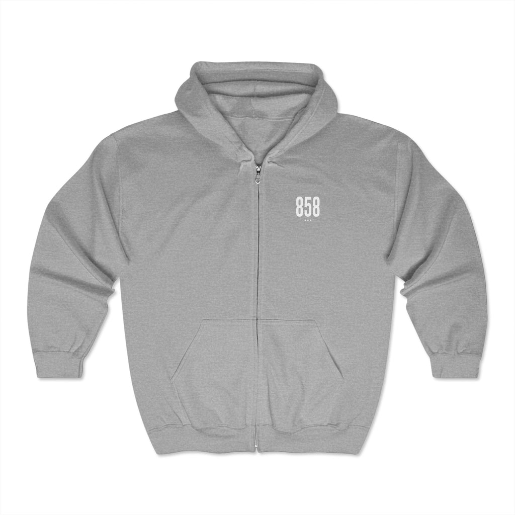 858 White Logo Zip Hoodie