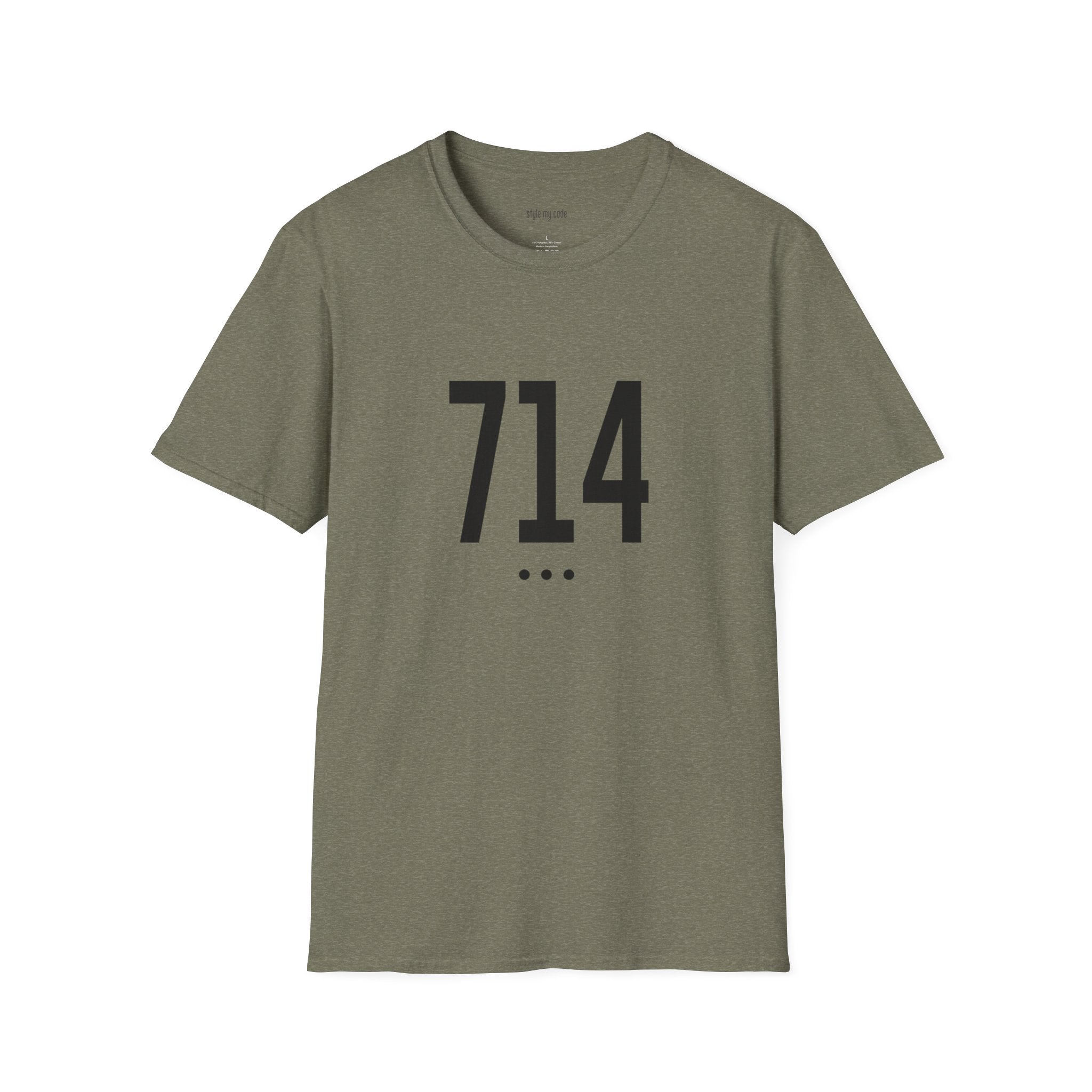 714 Black Logo Front T-Shirt
