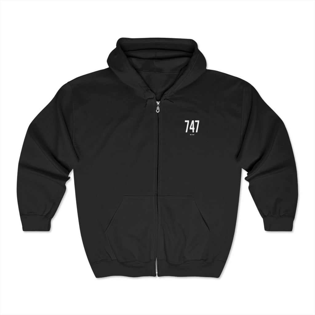 747 White Logo Zip Hoodie