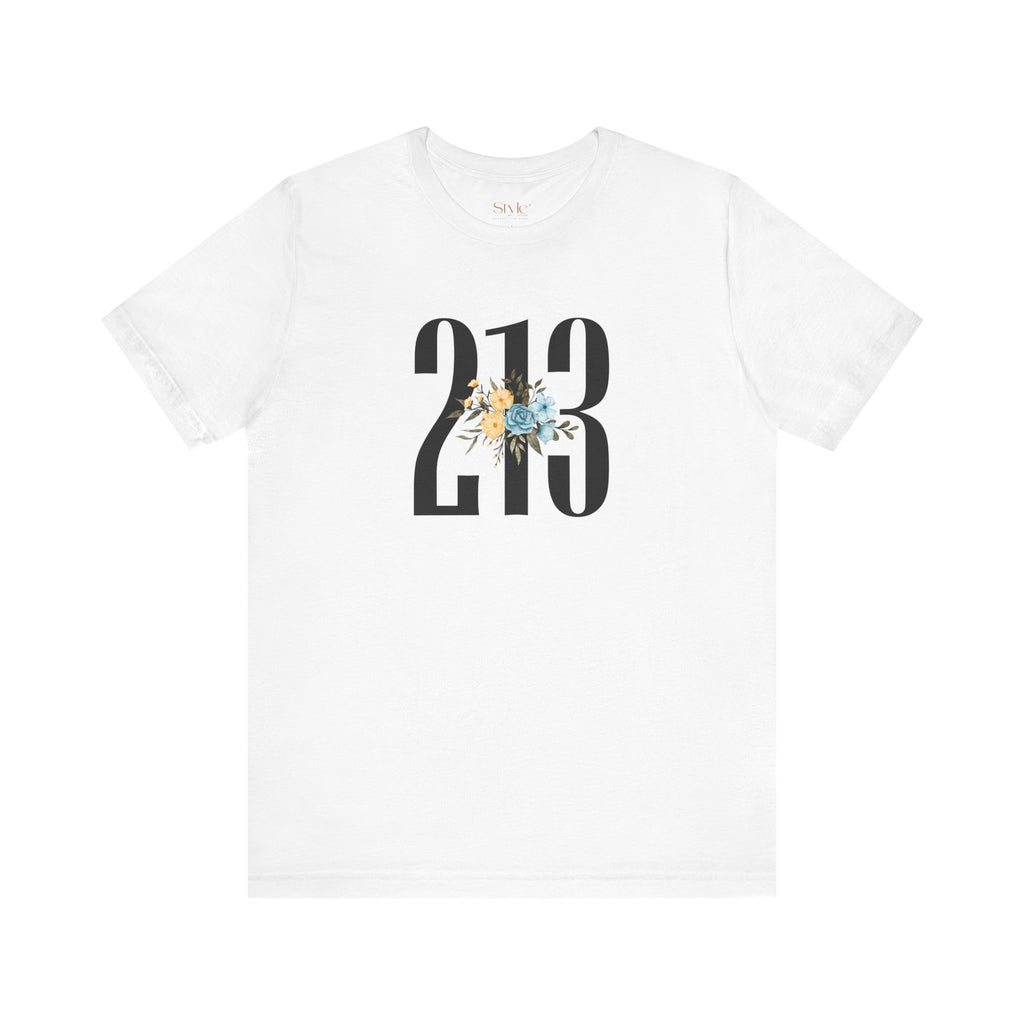 Floral 213 Tee - Unisex Jersey Short Sleeve T-Shirt, Botanical Graphic Tee, Casual Gift, Everyday Wear, Vintage Style, Birthday Gift