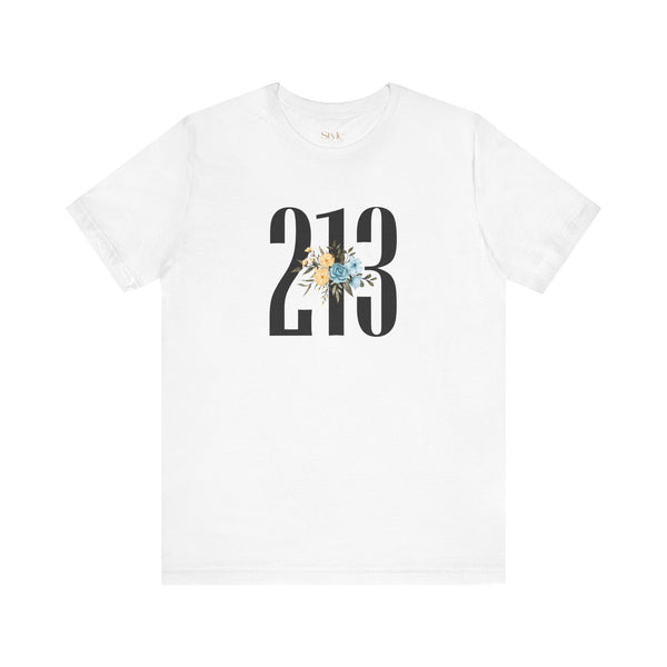 Floral 213 Tee - Unisex Jersey Short Sleeve T-Shirt, Botanical Graphic Tee, Casual Gift, Everyday Wear, Vintage Style, Birthday Gift