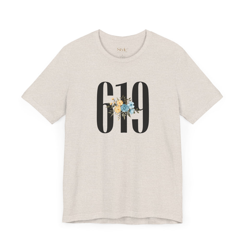 Floral 619 Unisex Tee - Casual, Gift, Birthday, Floral Design, Vintage Style