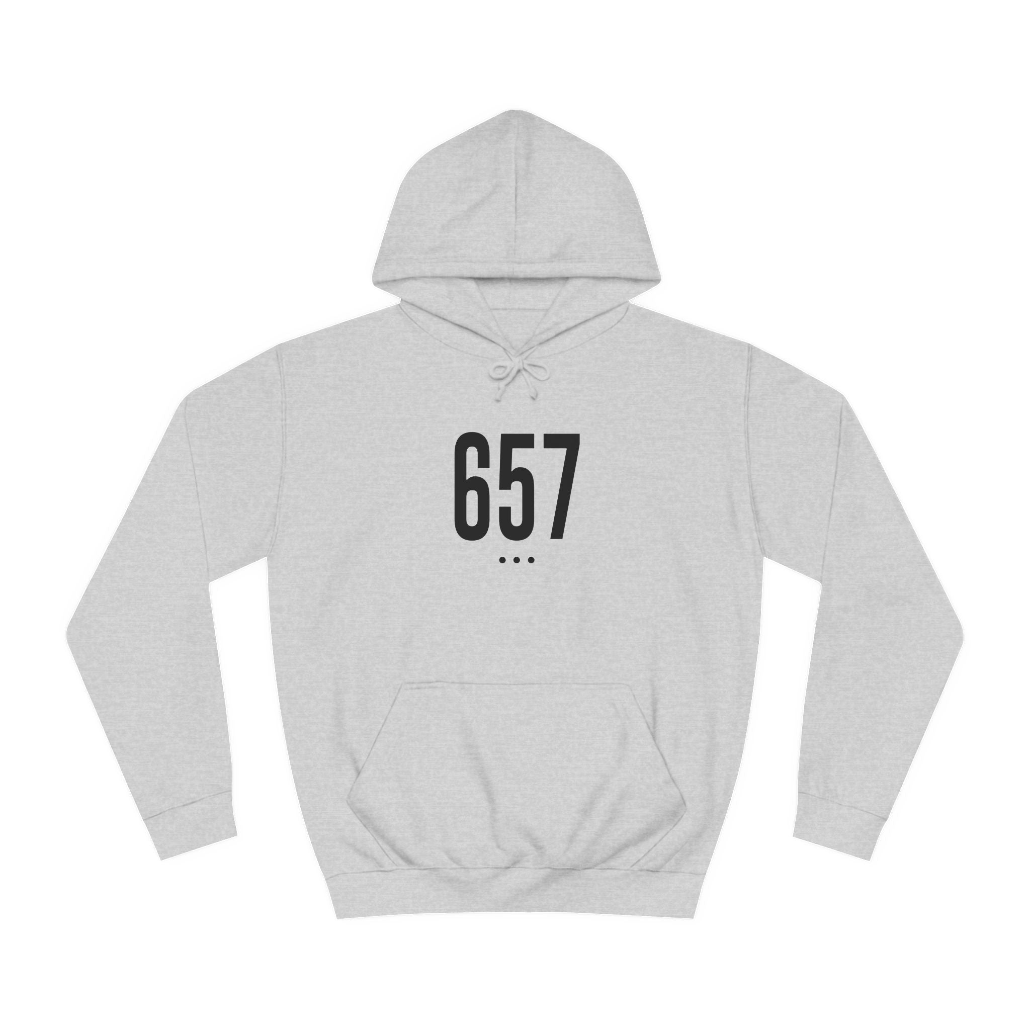 657 Black Logo Front College Hoodie