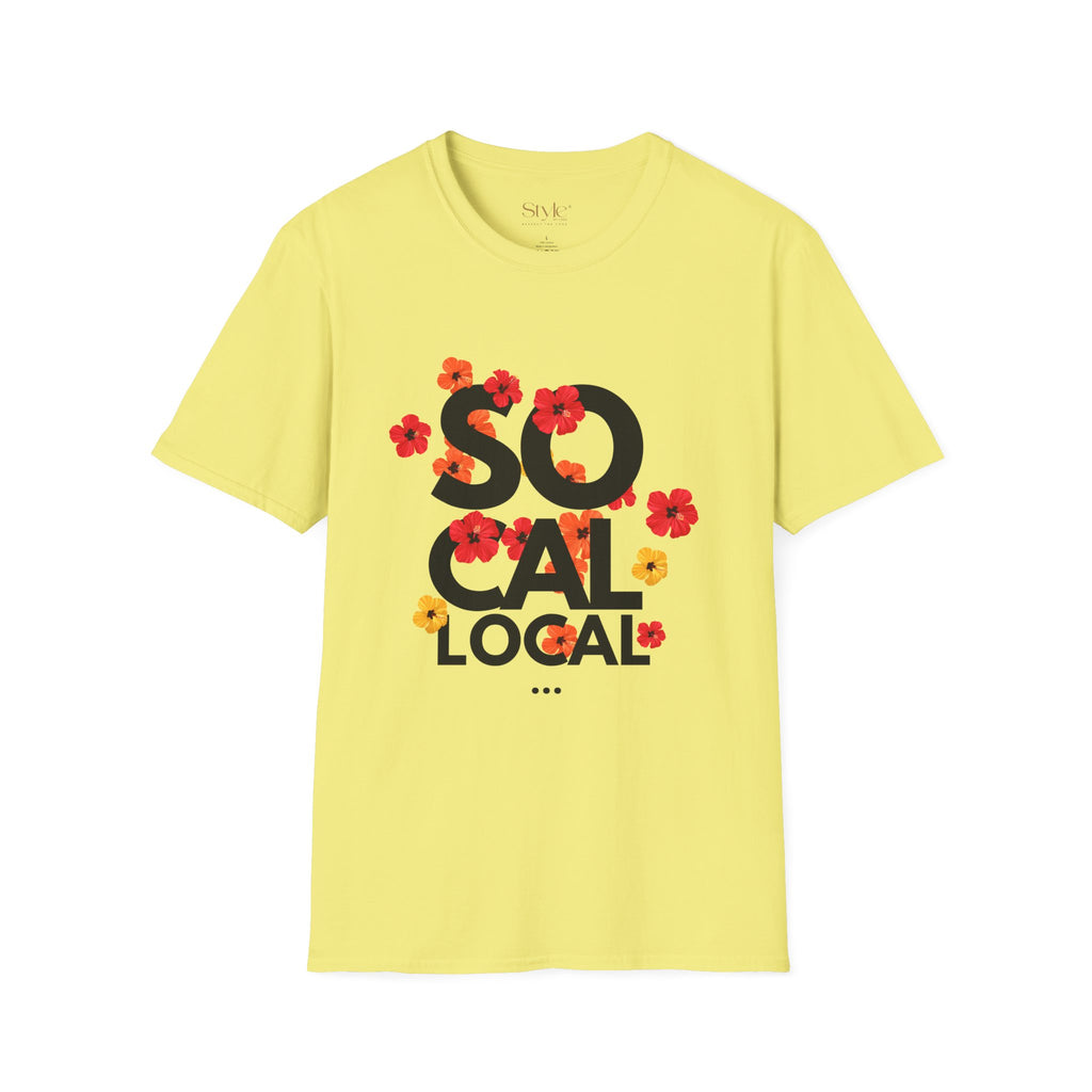 SoCal Local Floral T-Shirt | Unisex Softstyle Tee | Beachwear, Casual Outfit, Gift for Friends, Summer Vibes, Team Event