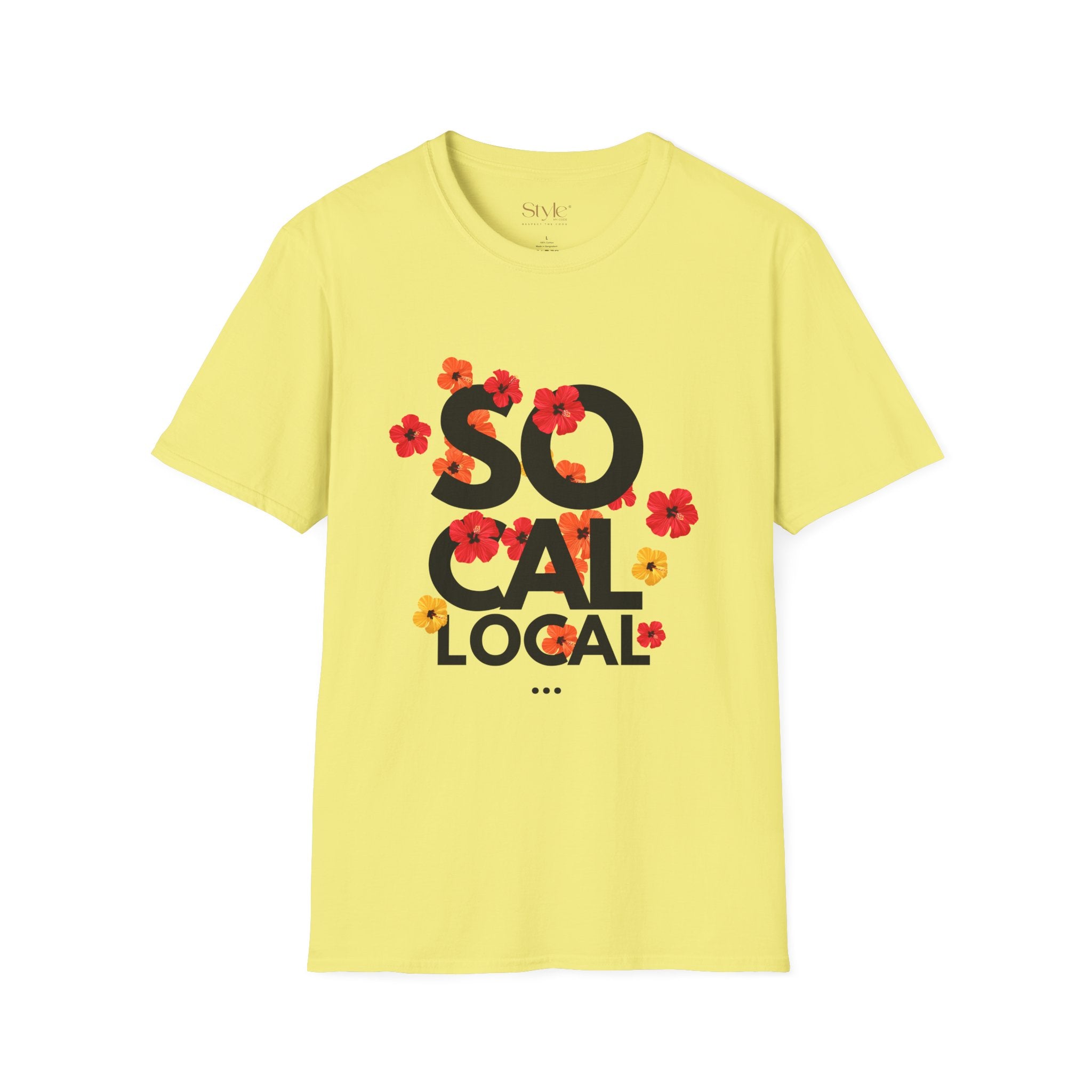 SoCal Local Floral T-Shirt | Unisex Softstyle Tee | Beachwear, Casual Outfit, Gift for Friends, Summer Vibes, Team Event