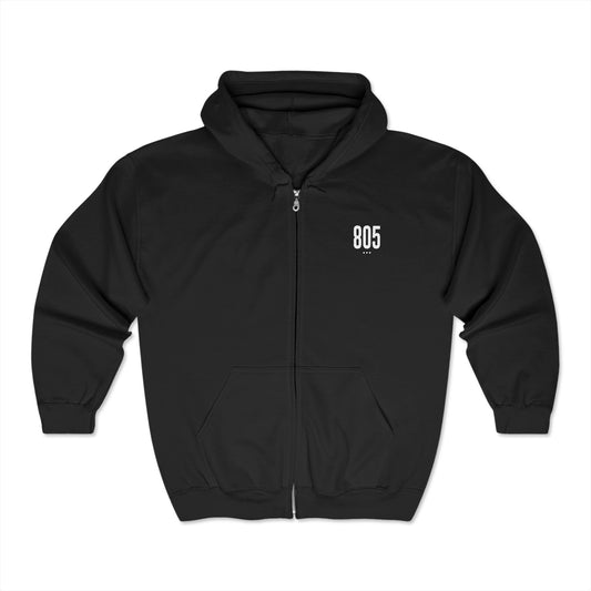 805 White Logo Zip Hoodie