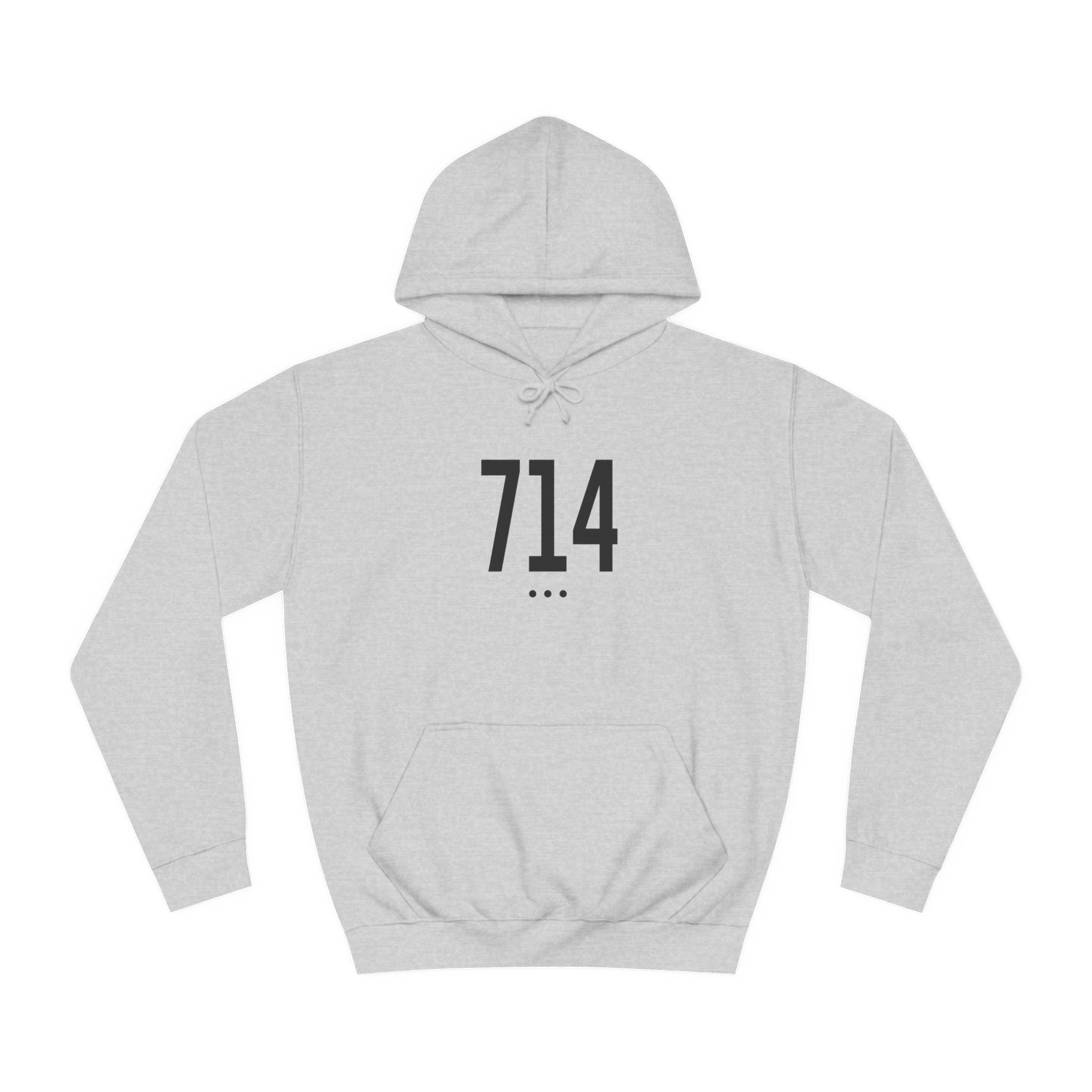 714 Black Logo Front Unisex College Hoodie