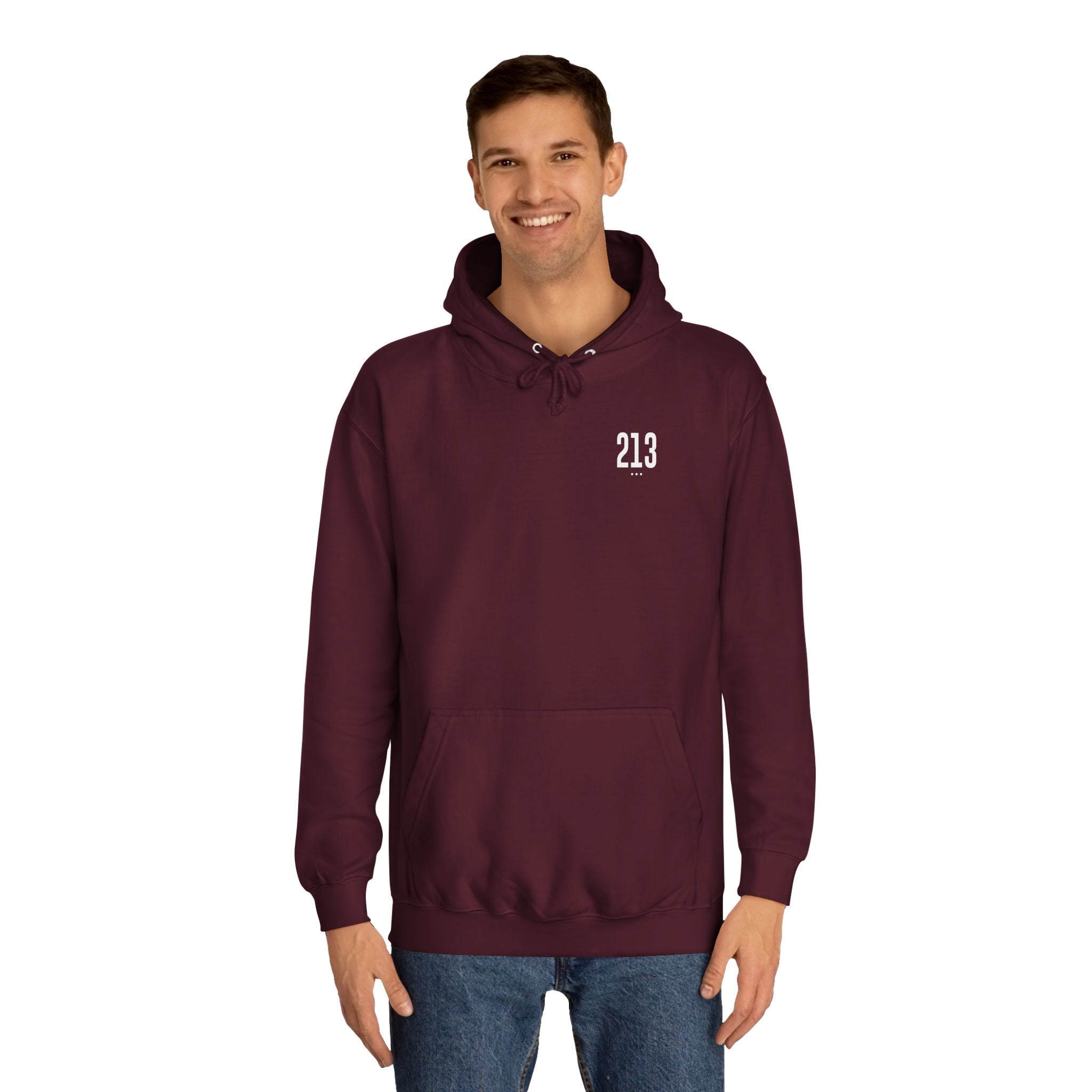 213 White Logo Unisex College Hoodie