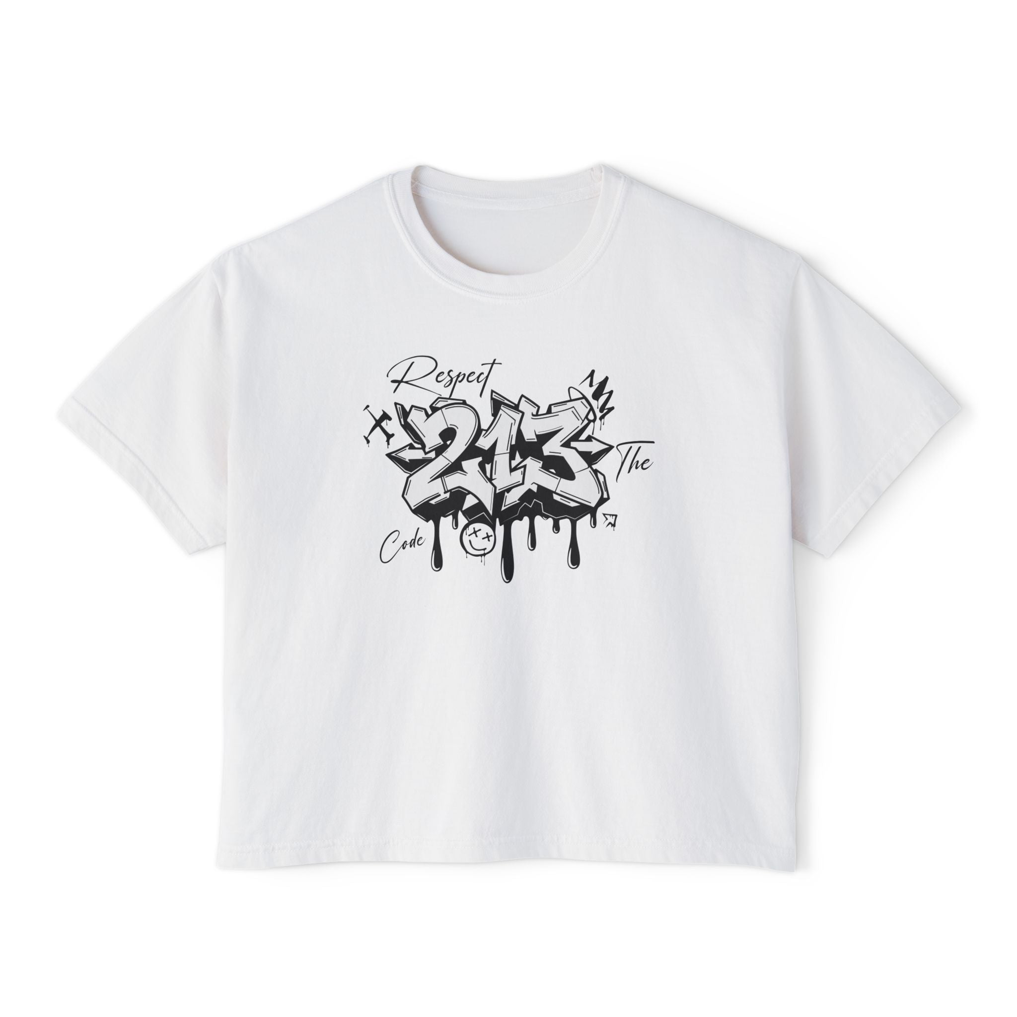 Boxy Tee — 'Respect the Code' 213 Graffiti Graphic