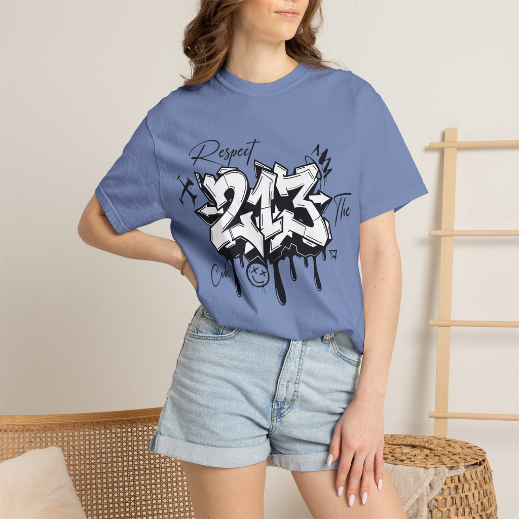 Respect the Code 213 Black and White Graffiti T-Shirt