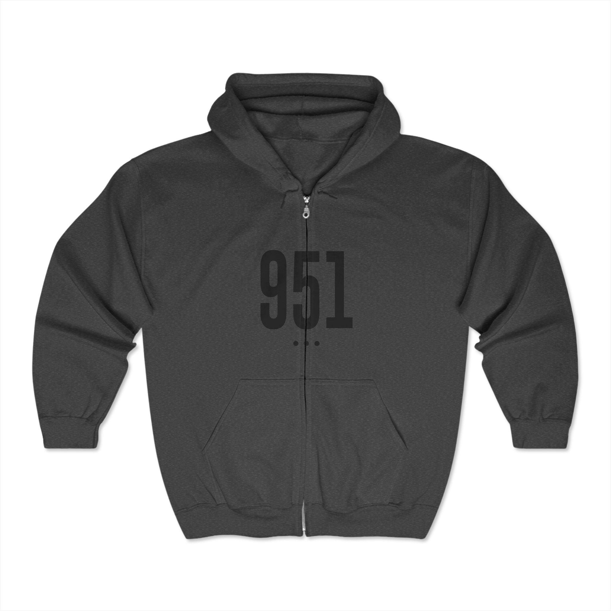 951 Black Logo Front Zip Hoodie