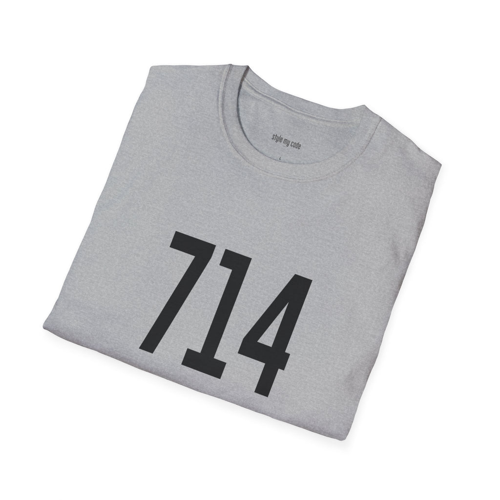 714 Black Logo Front T-Shirt