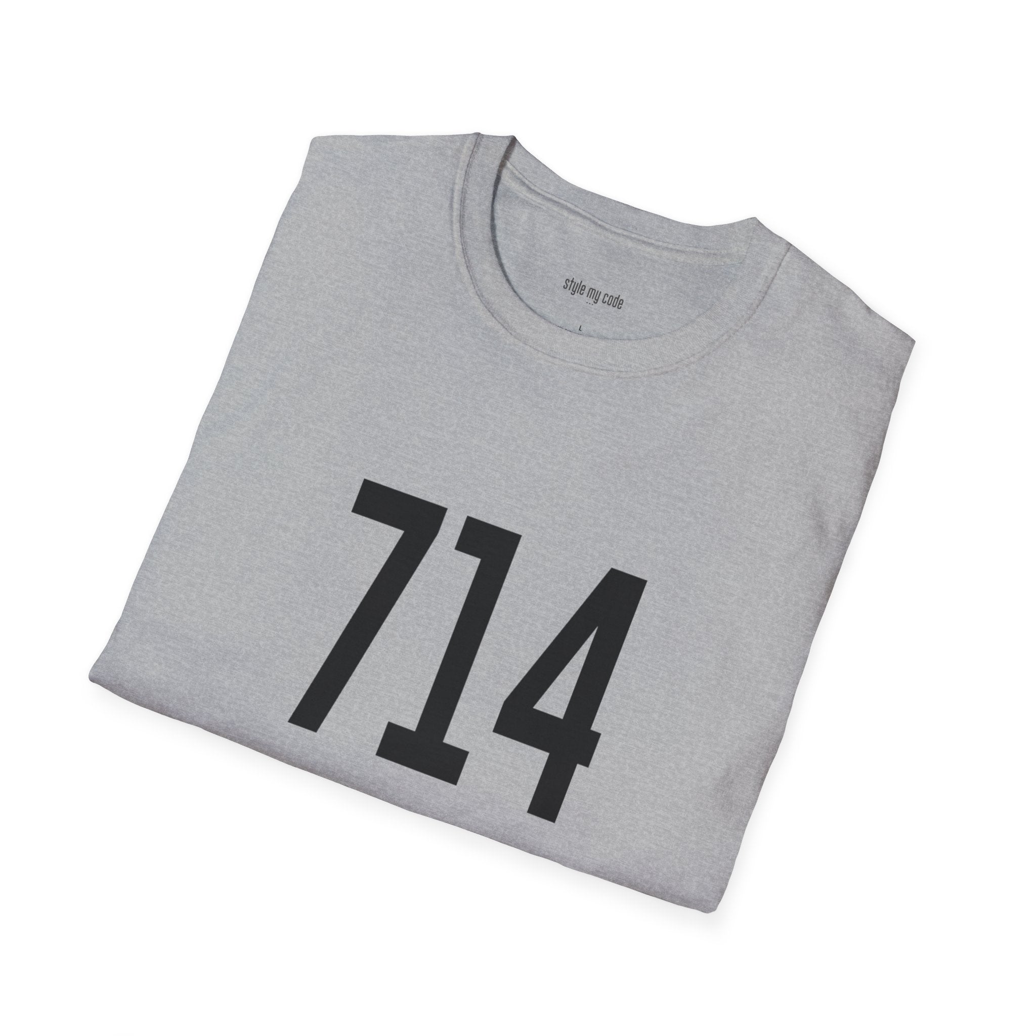 714 Black Logo Front T-Shirt