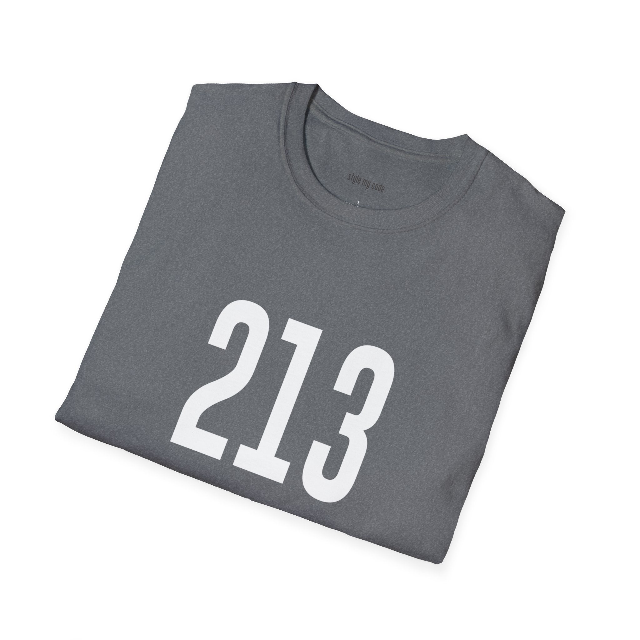 213 White Logo Front Unisex Softstyle T-Shirt