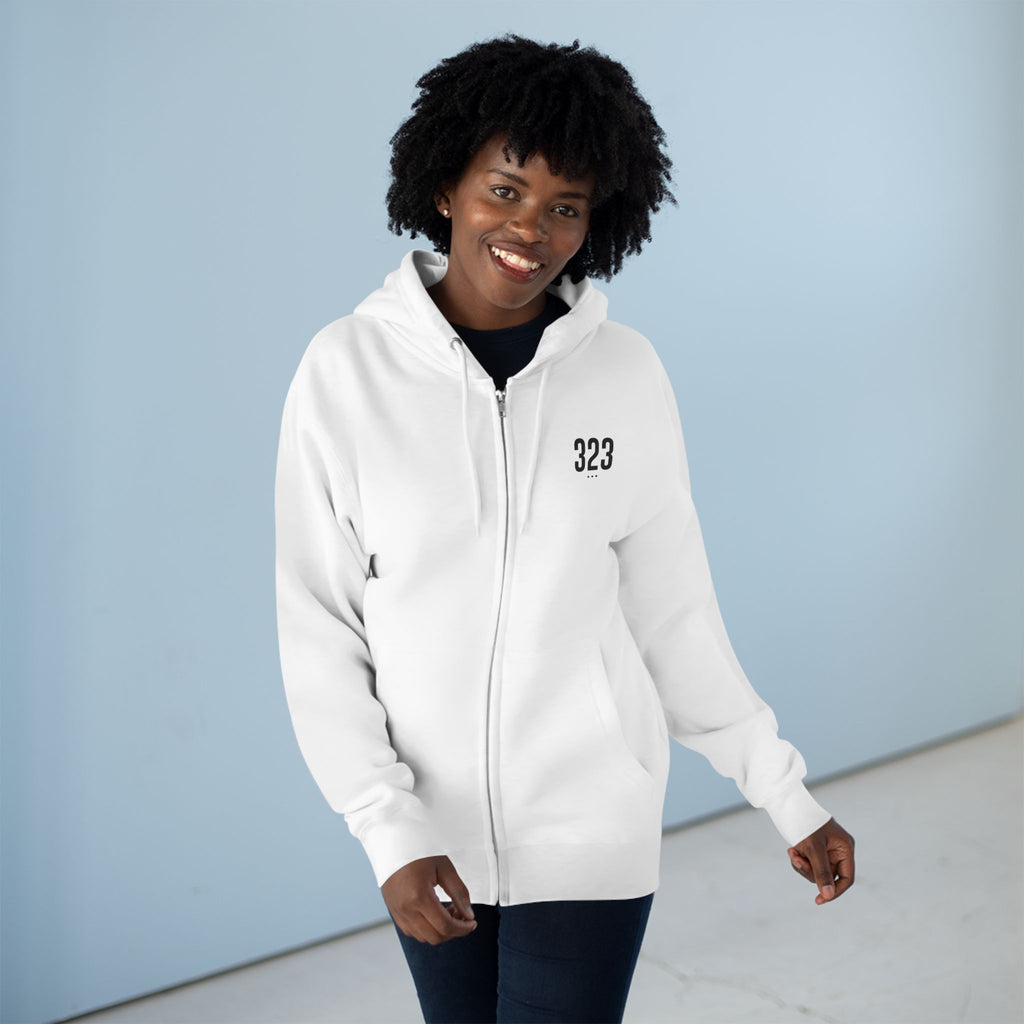 323 LA Street Style Unisex Zip Hoodie, Comfortable Layer, Great for Athleisure, Urban Fashion, Casual Wear