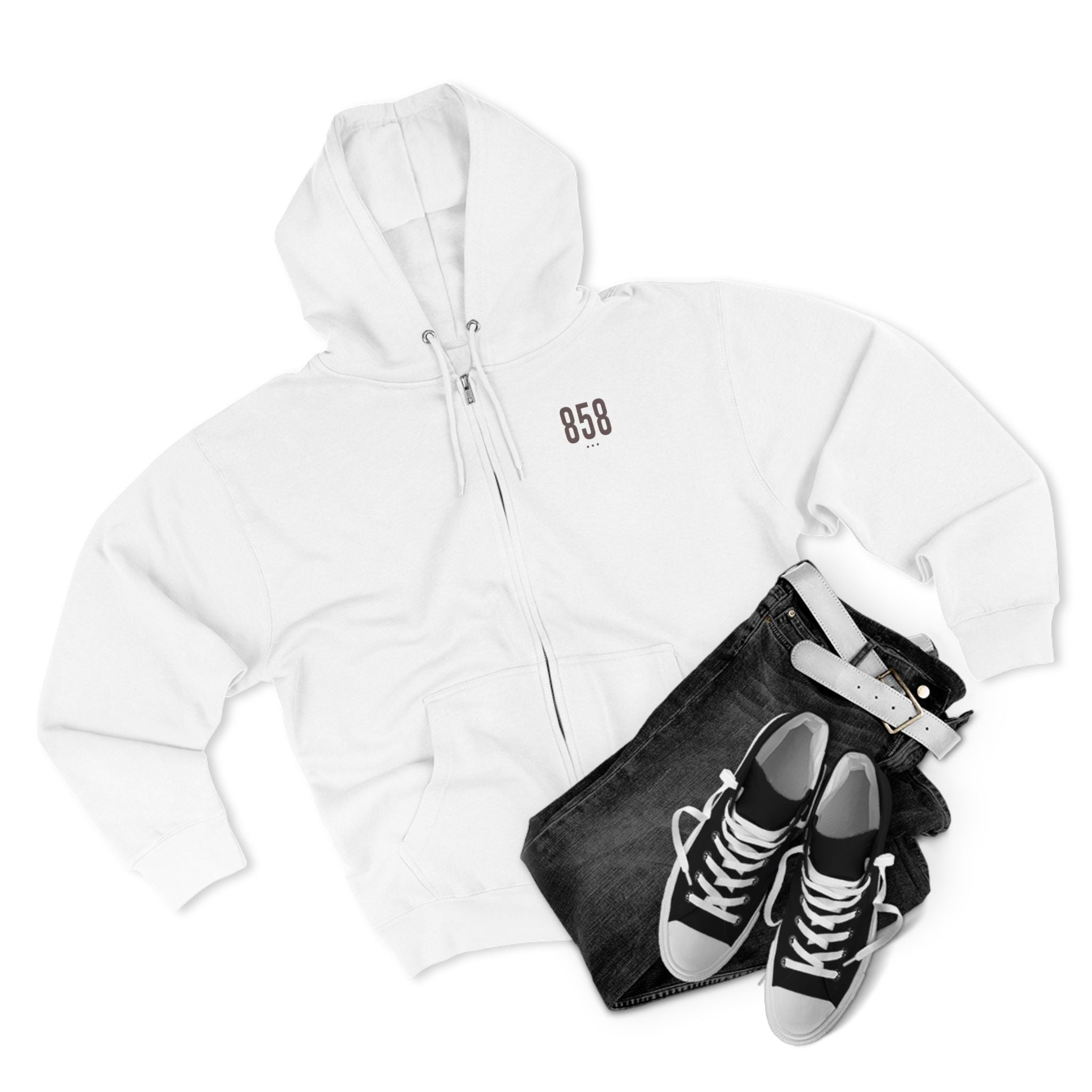 858 - White Zip Hoodie