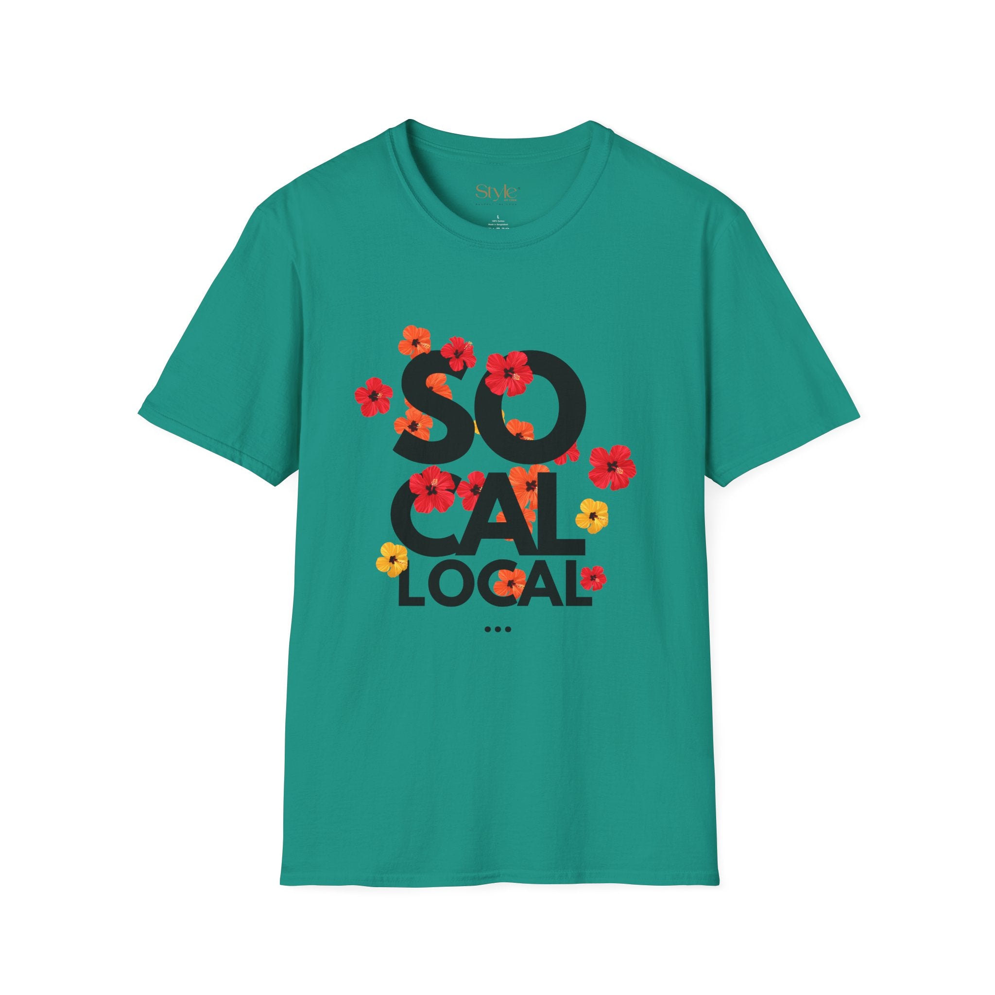 SoCal Local Floral T-Shirt | Unisex Softstyle Tee | Beachwear, Casual Outfit, Gift for Friends, Summer Vibes, Team Event