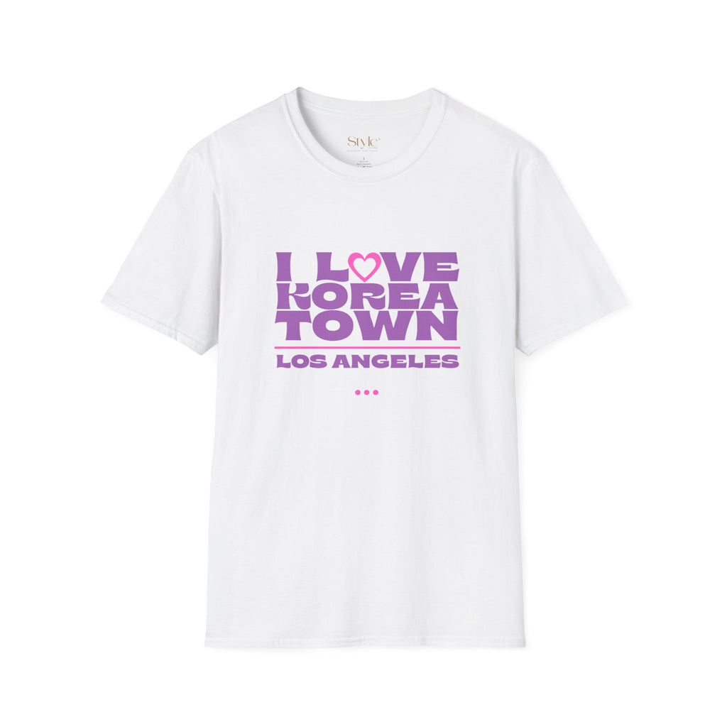 I Love Koreatown Unisex Softstyle T-Shirt - Casual Gift, Travel Souvenir, Korean Culture Tee, Streetwear Style, Los Angeles Apparel