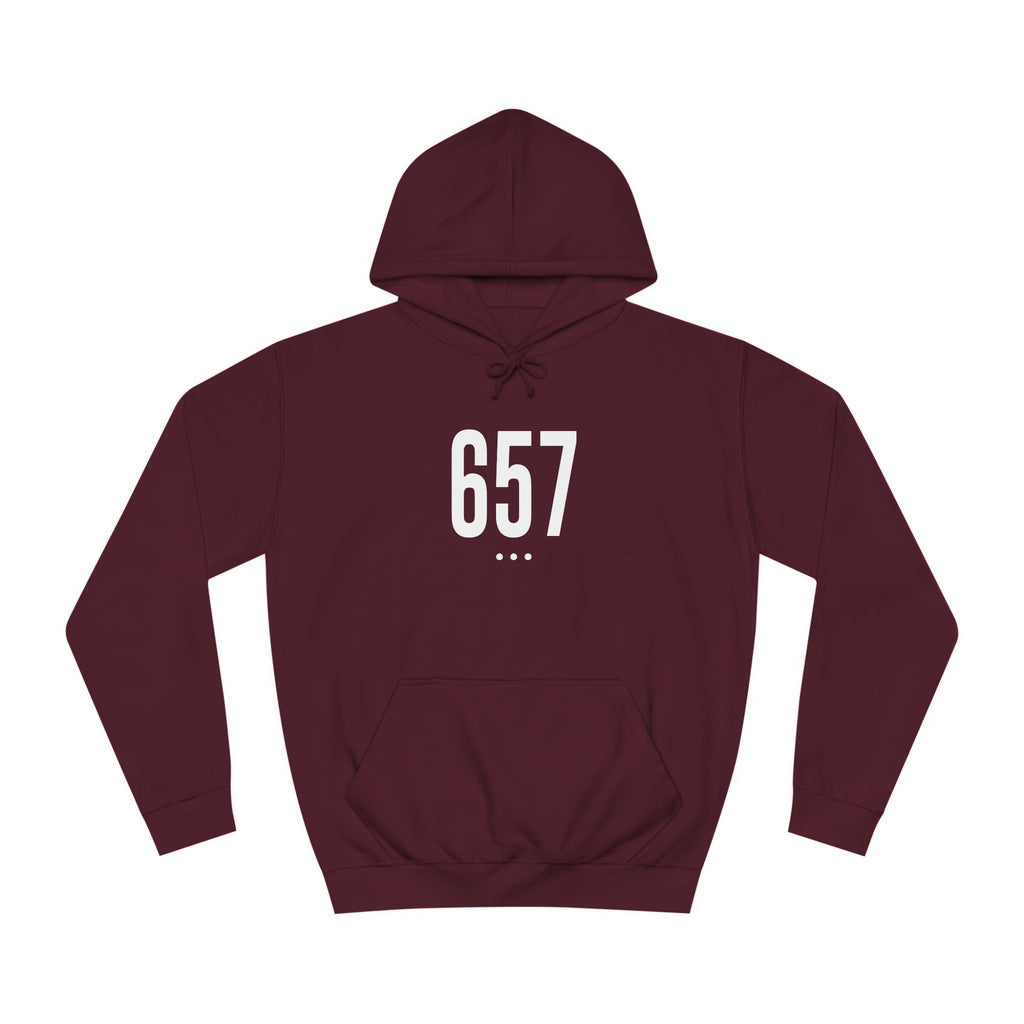 657 White Logo Front College Hoodie