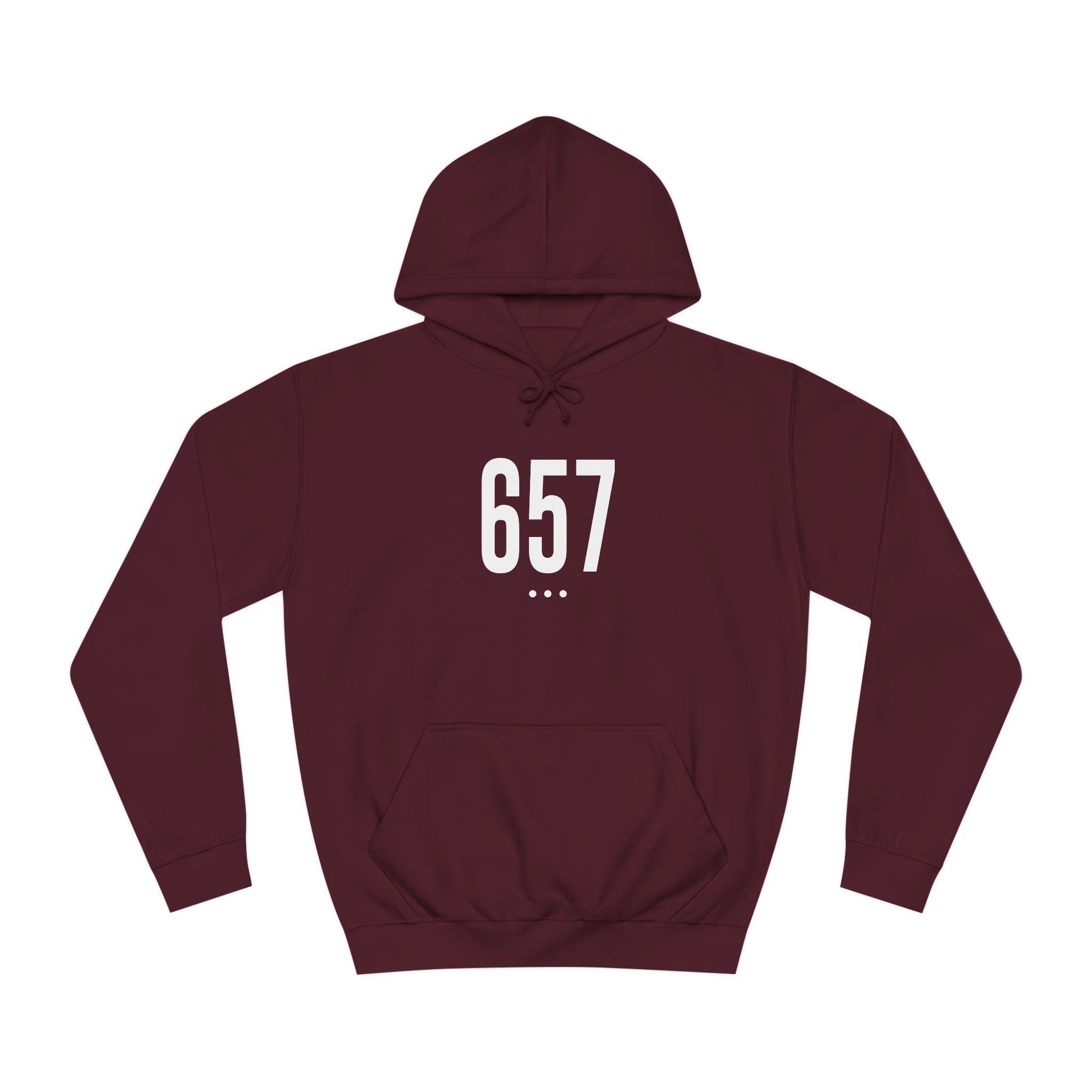 657 White Logo Front College Hoodie