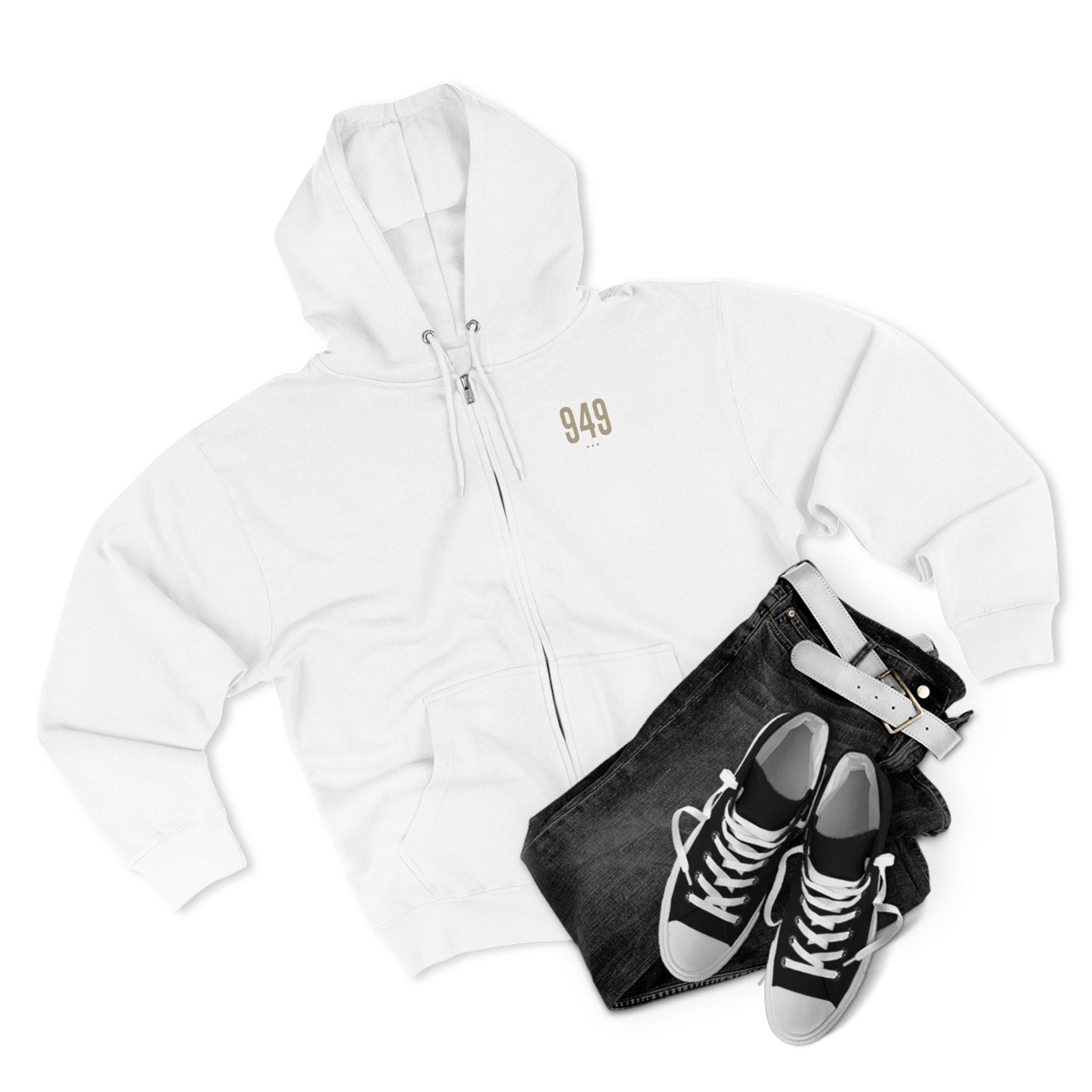 949 - White Zip Hoodie