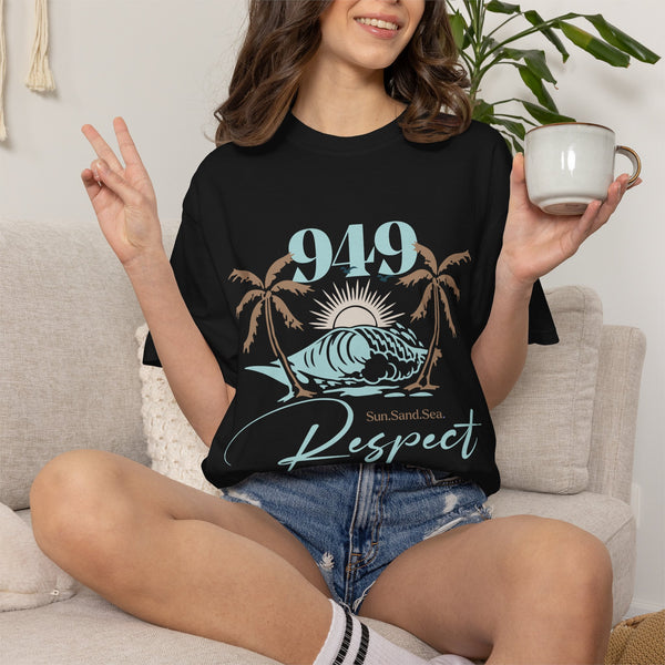 Respect Surf T-Shirt — 949 Beach Wave Palm Graphic Tee