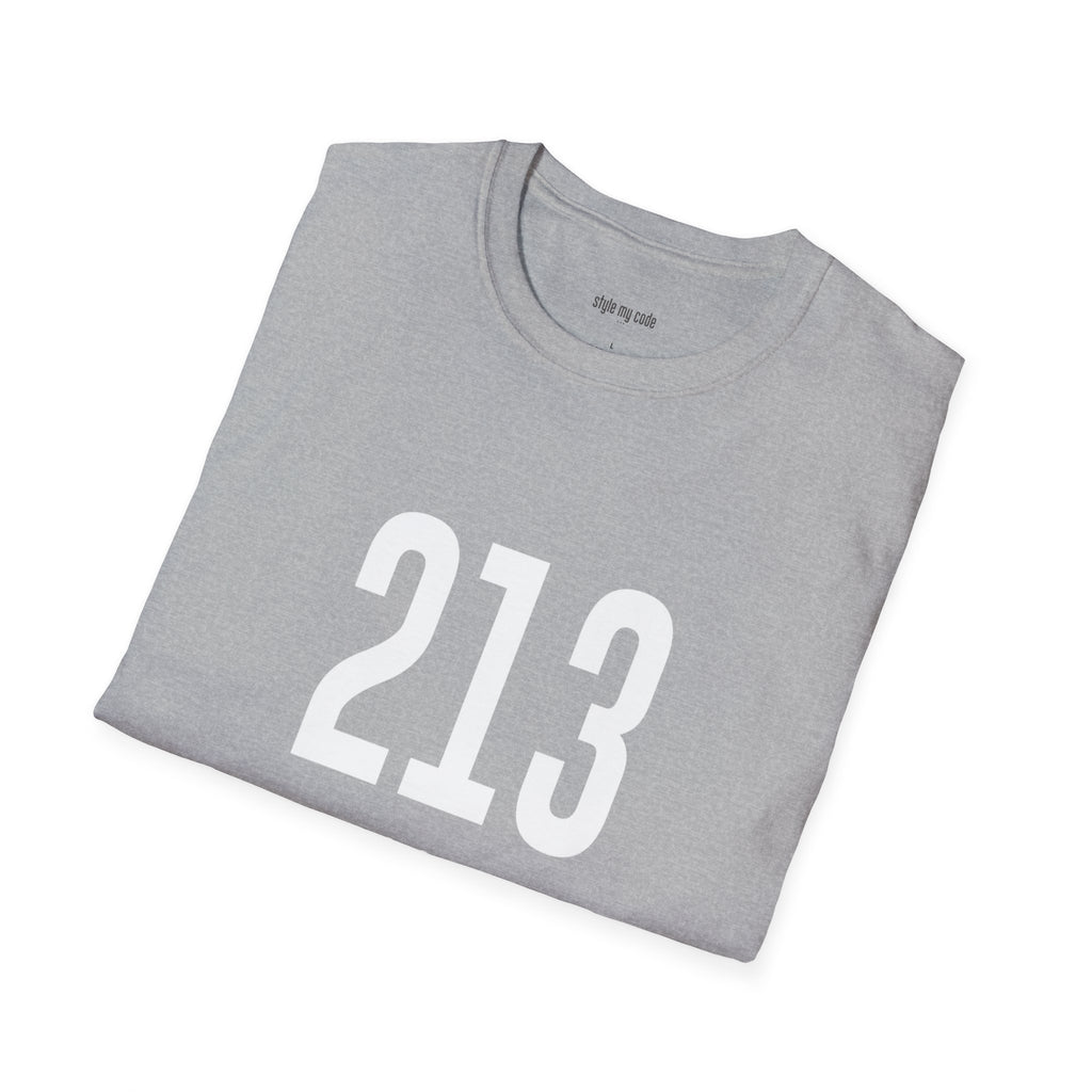 213 White Logo Front Unisex Softstyle T-Shirt