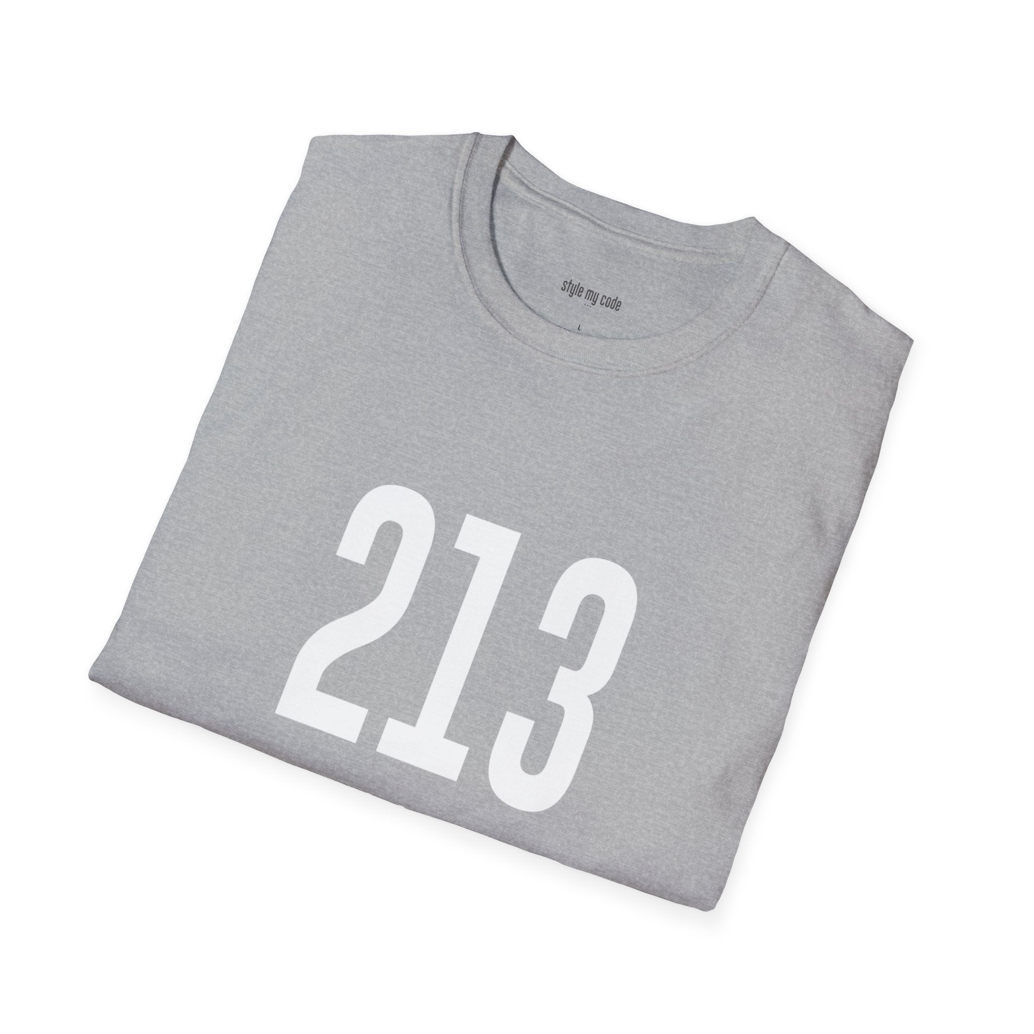 213 White Logo Front Unisex Softstyle T-Shirt