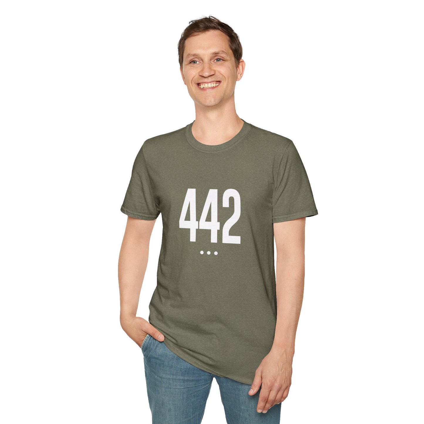 442 White Logo Front Unisex Softstyle T-Shirt