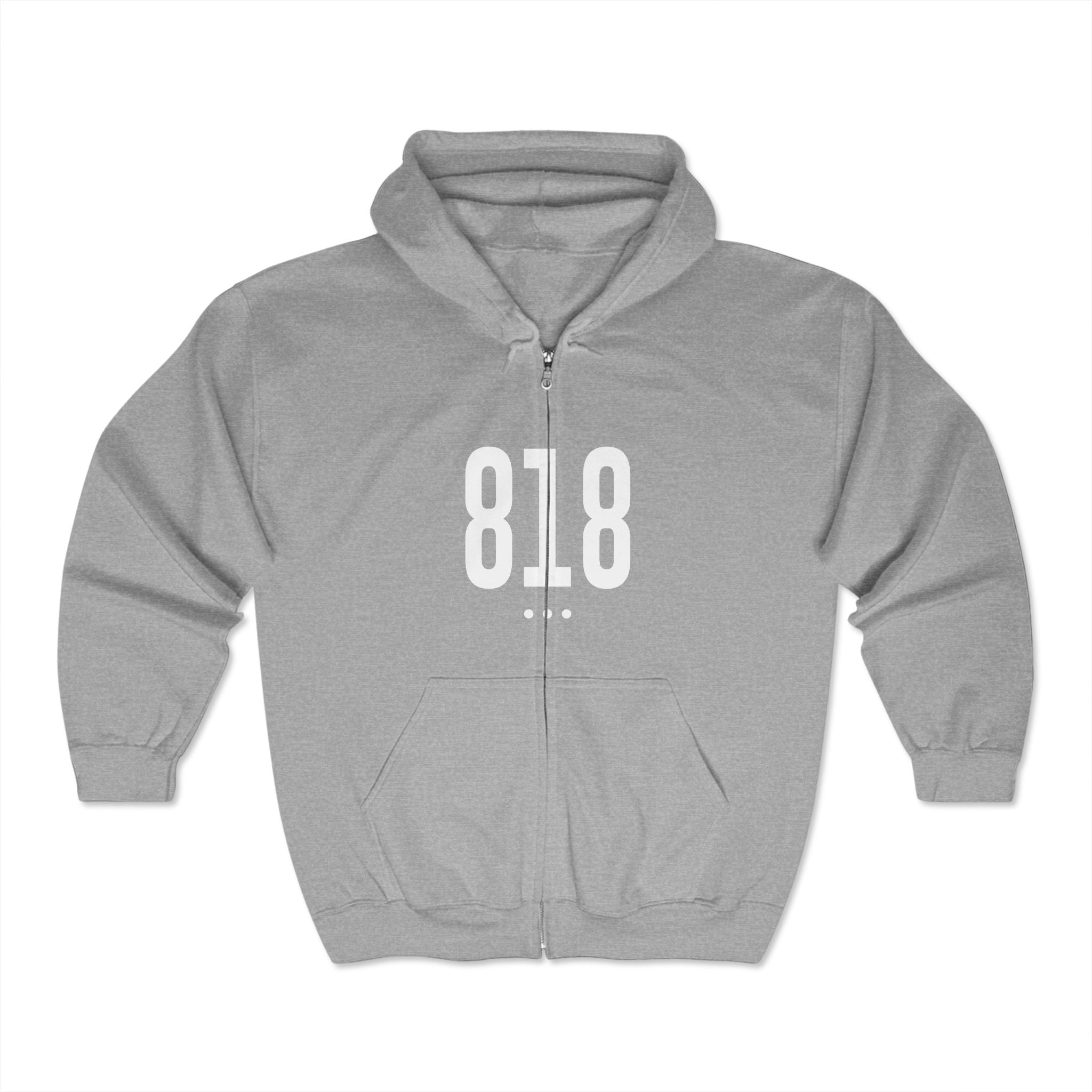 818 White Logo Front Zip Hoodie