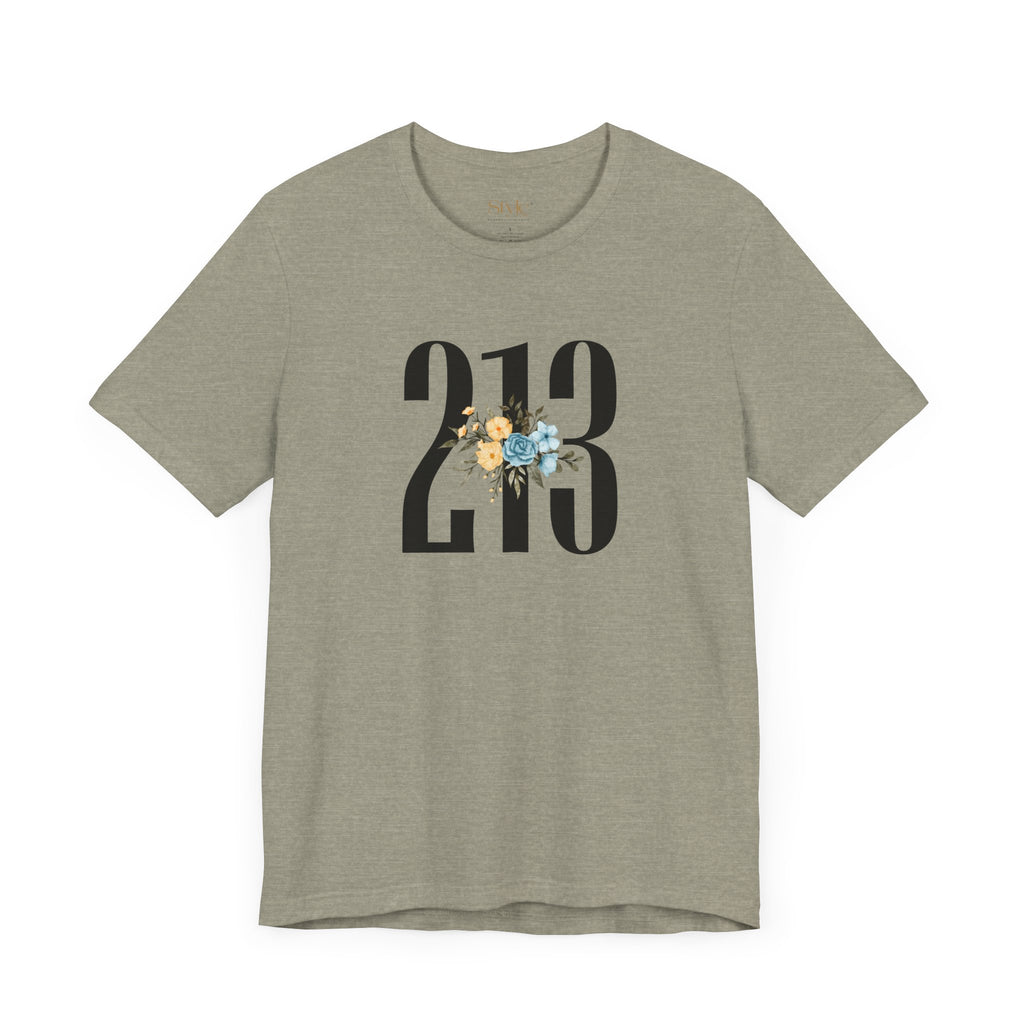 Floral 213 Tee - Unisex Jersey Short Sleeve T-Shirt, Botanical Graphic Tee, Casual Gift, Everyday Wear, Vintage Style, Birthday Gift
