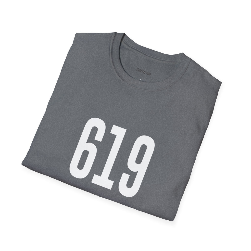 619 White Logo Front Unisex Softstyle T-Shirt