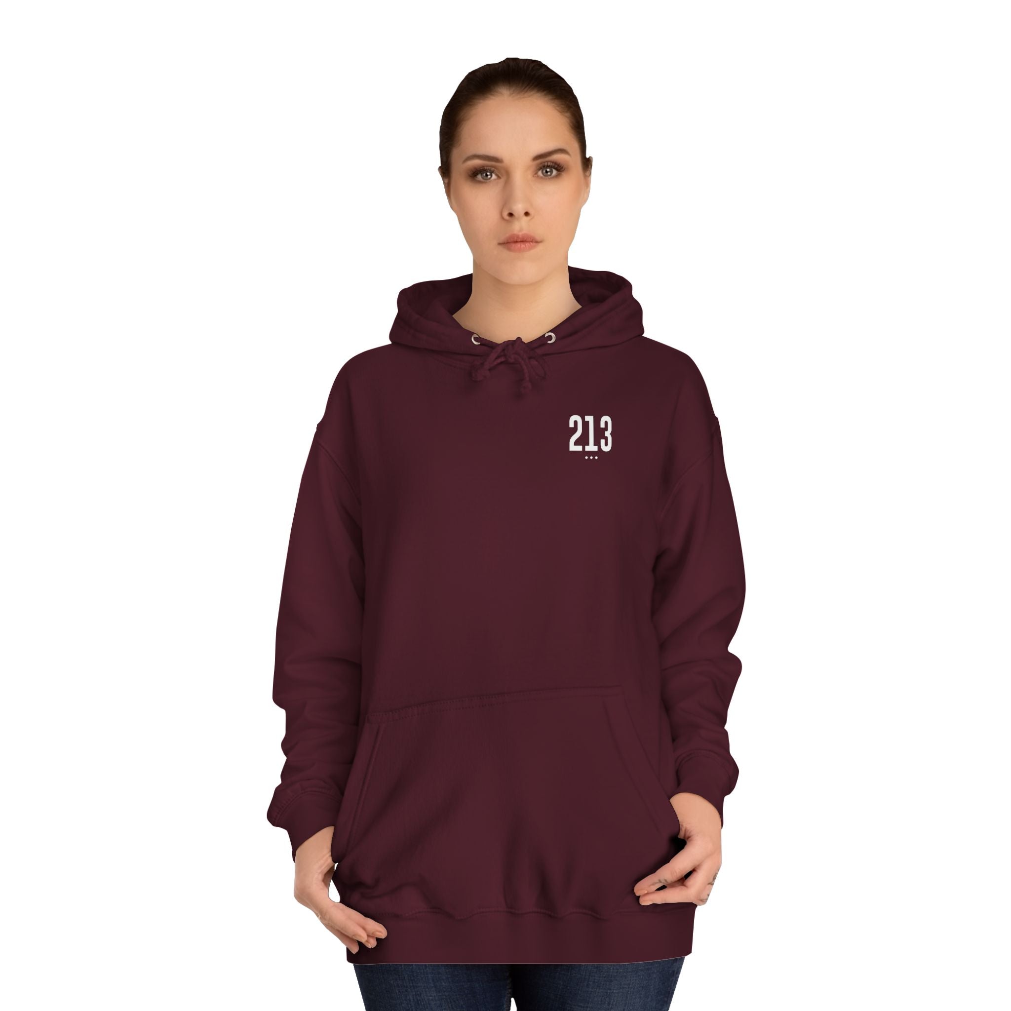 213 White Logo Unisex College Hoodie