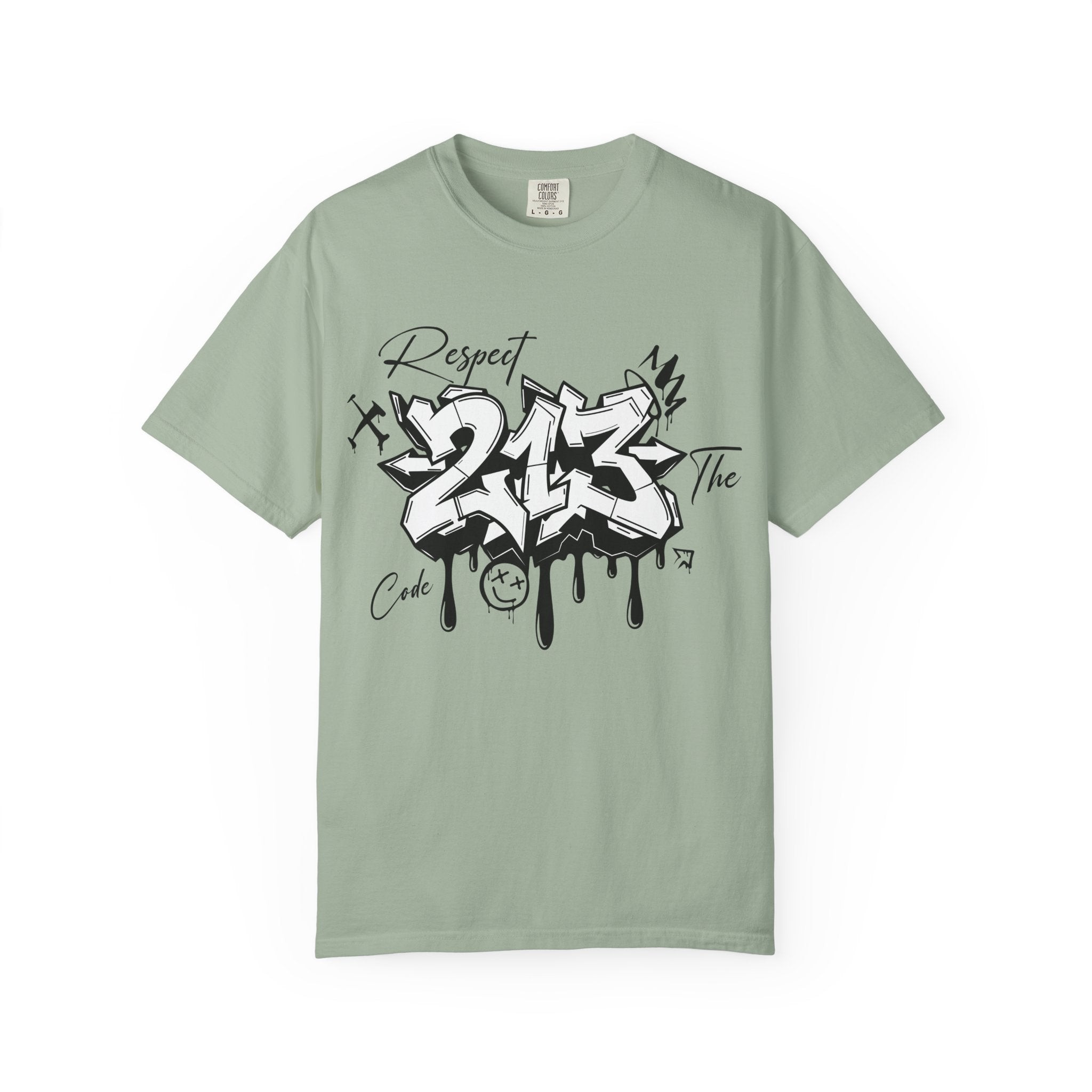 Respect the Code 213 Black and White Graffiti T-Shirt