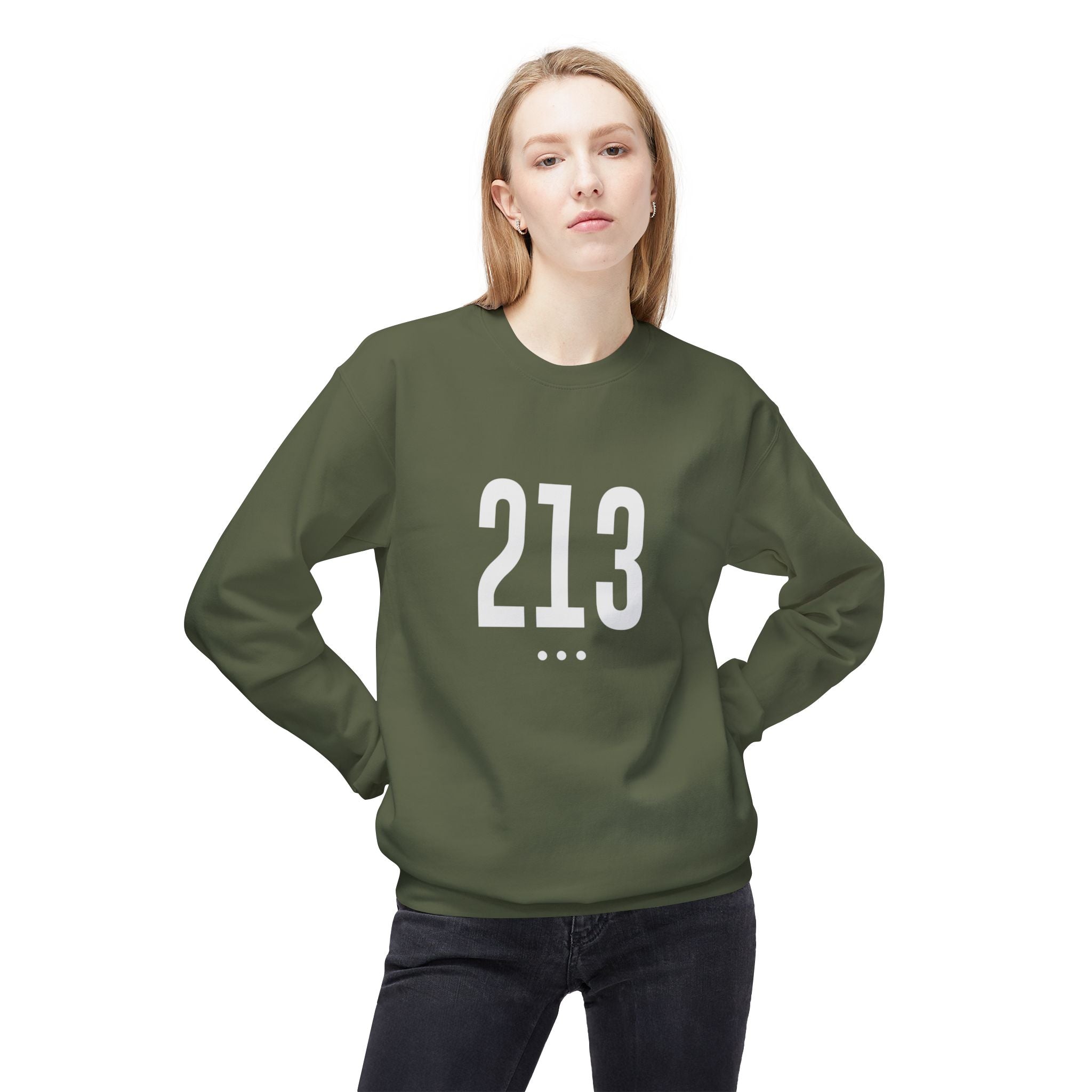 213 White Logo Front Unisex Sweatshirt