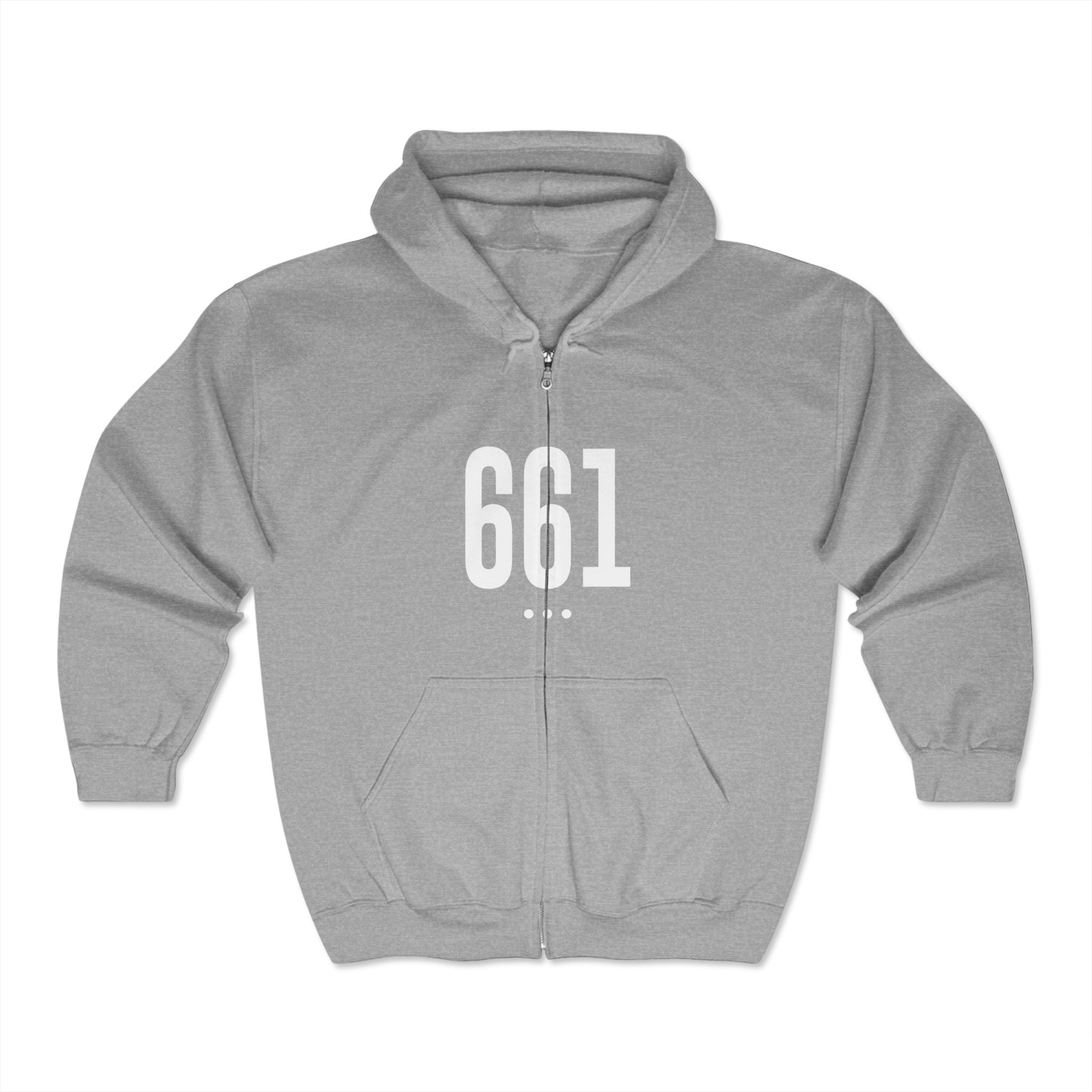 661 White Logo front Zip Hoodie