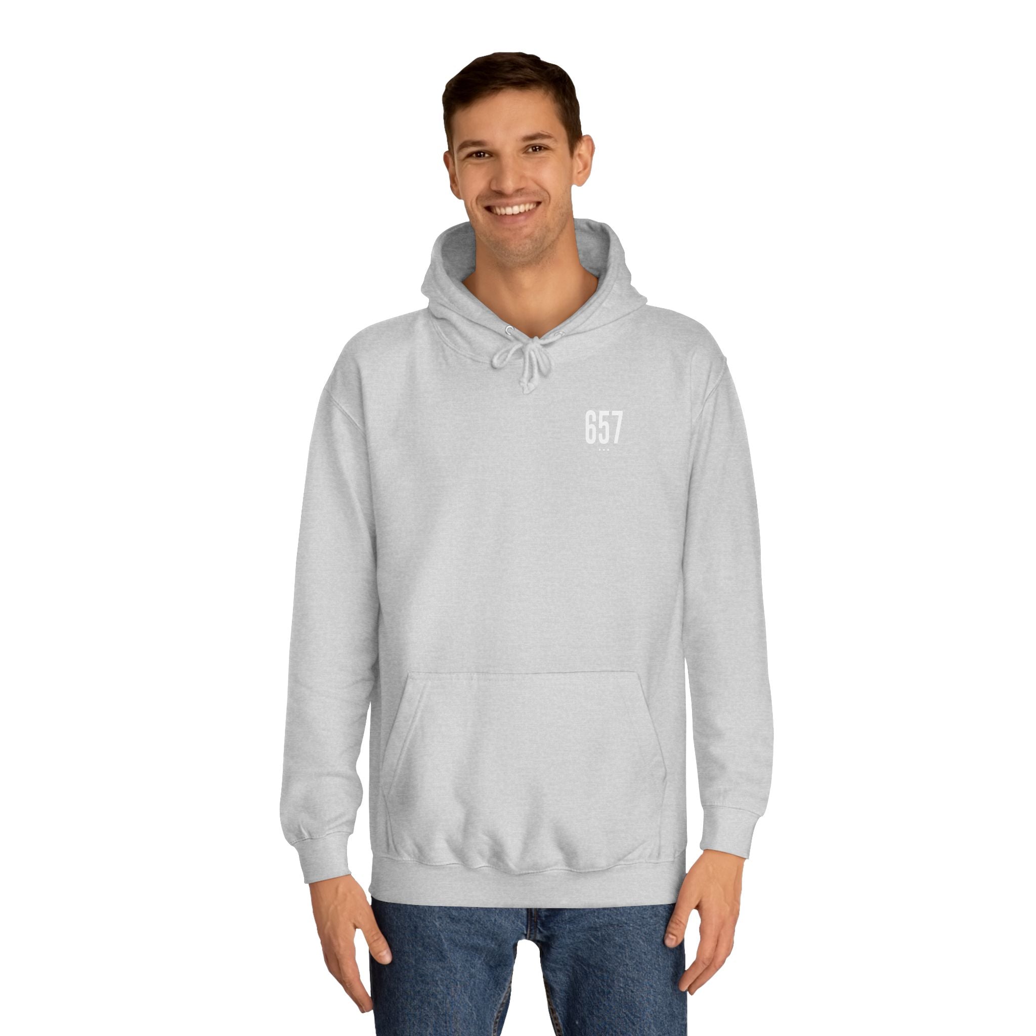 657 White Logo College Hoodie