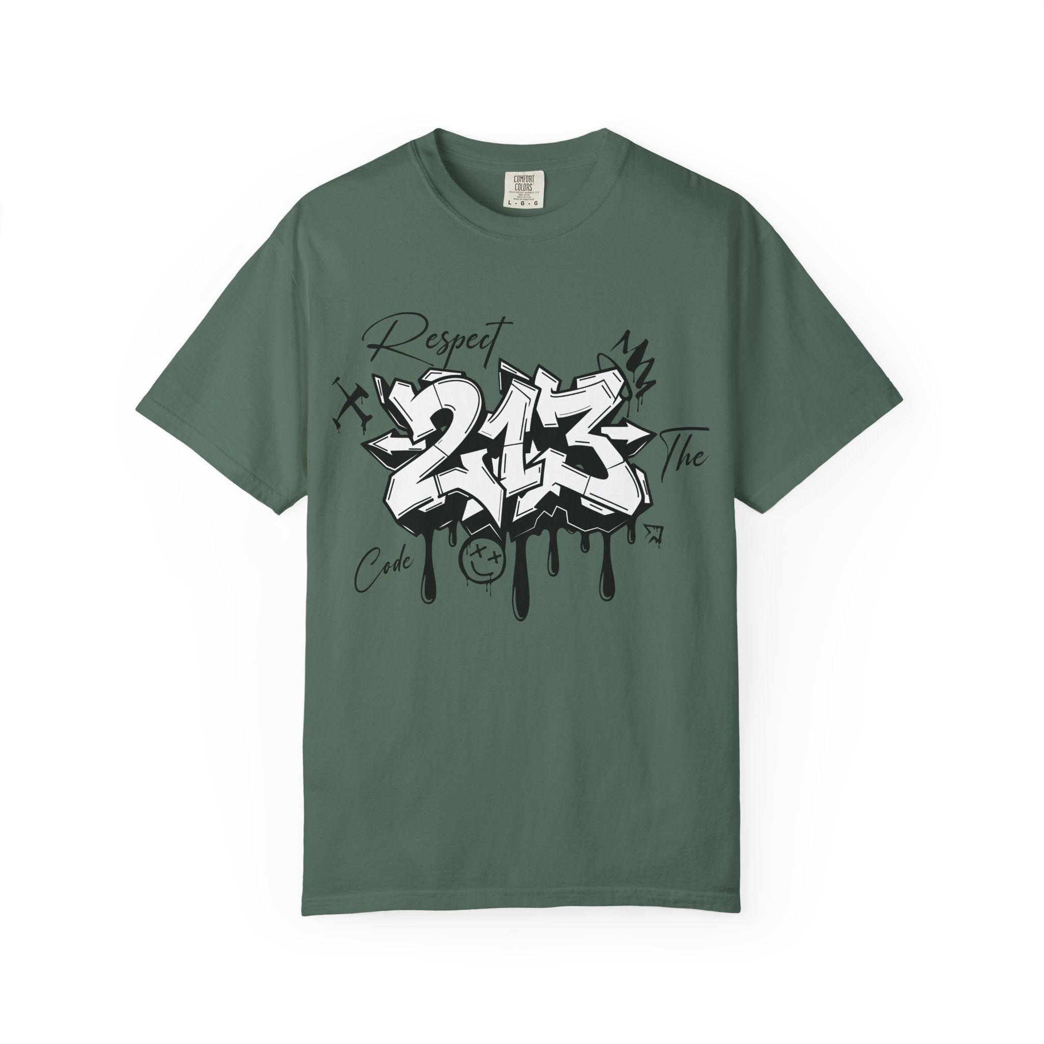 Respect the Code 213 Black and White Graffiti T-Shirt