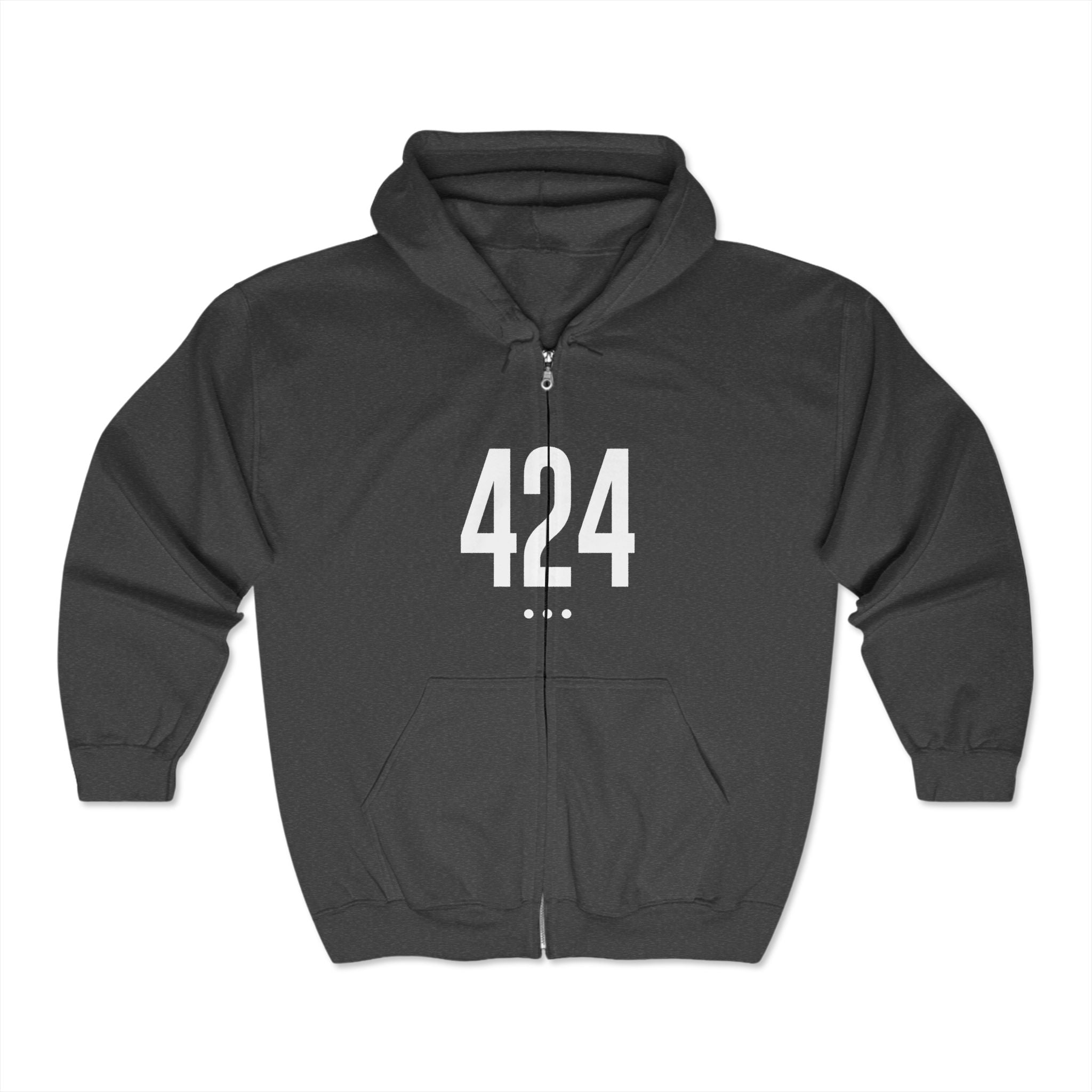 424 White Logo Front Zip Hoodie