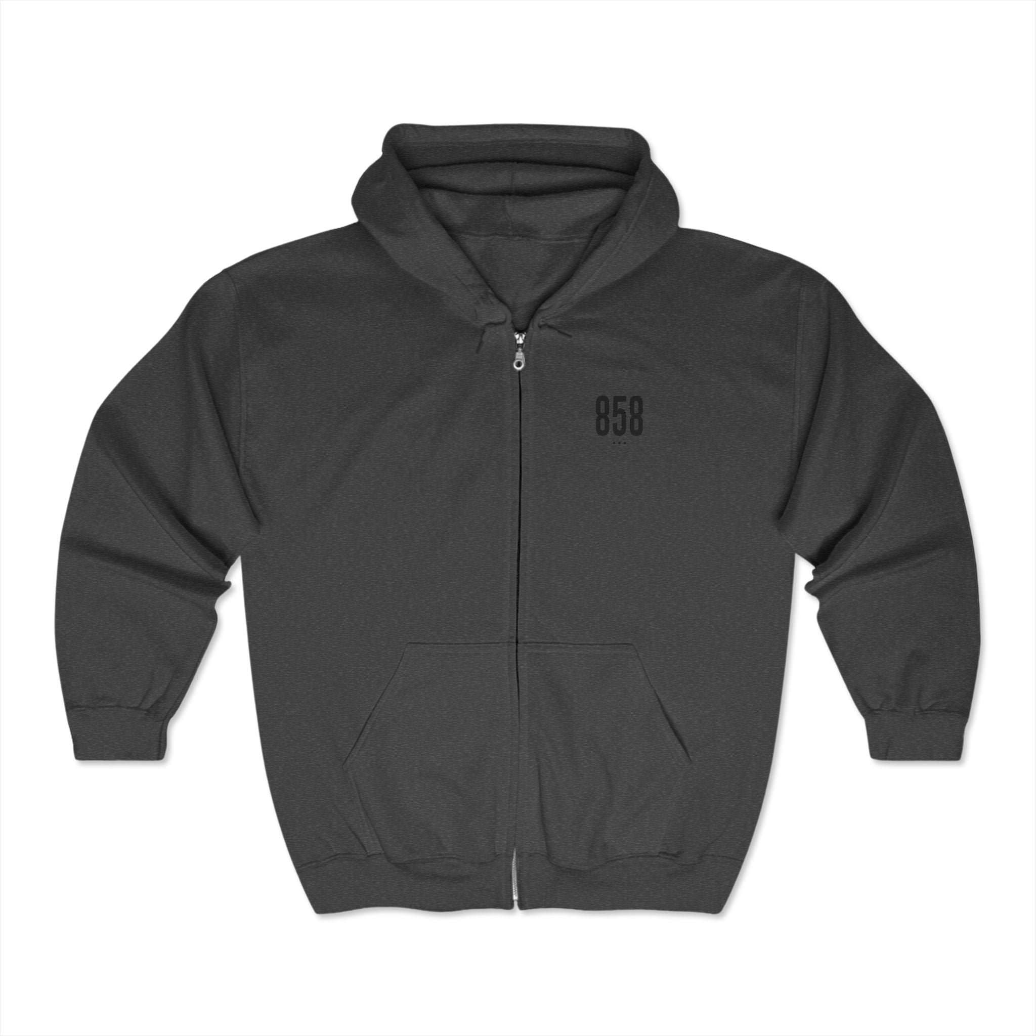 858 Black Logo Zip Hoodie