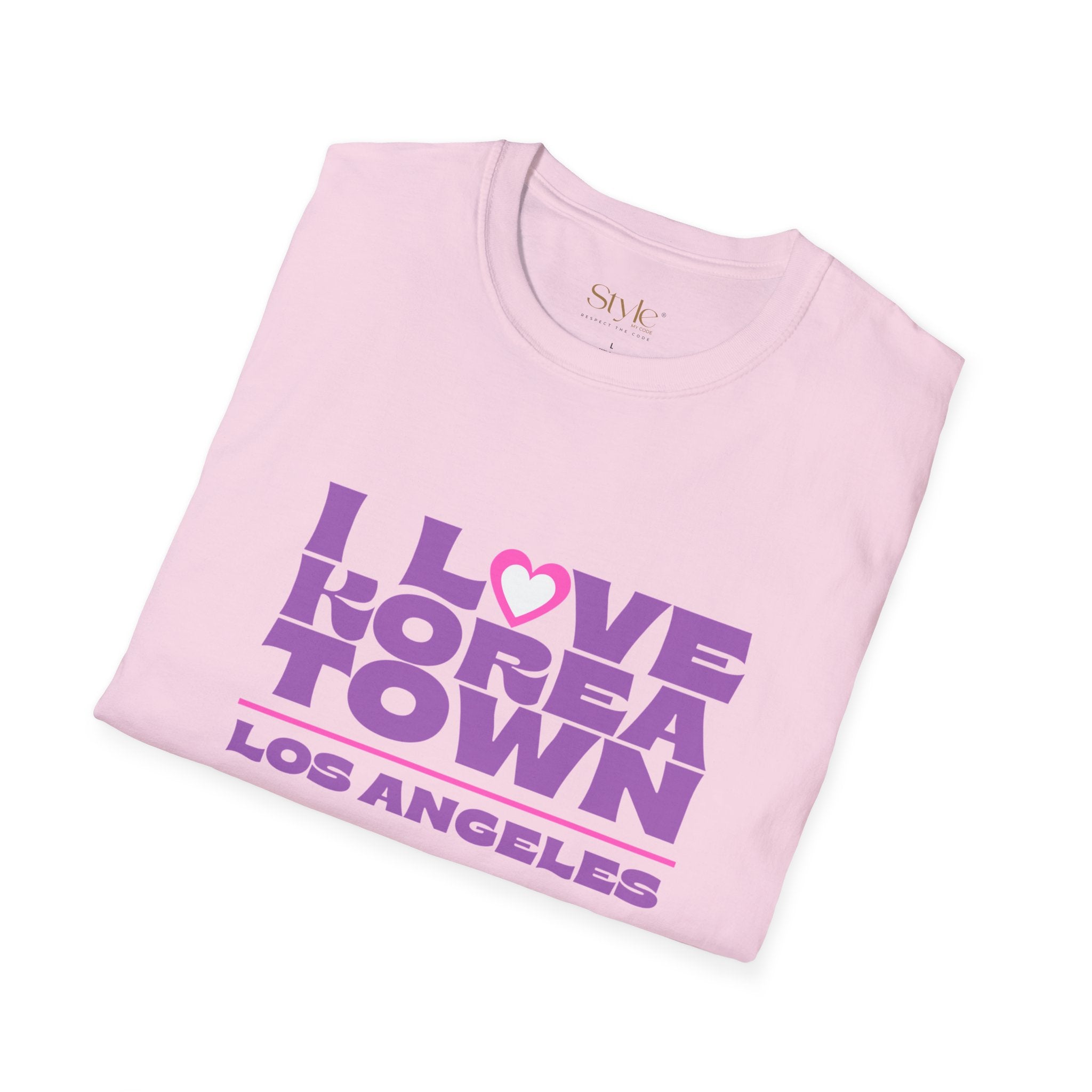 I Love Koreatown Unisex Softstyle T-Shirt - Casual Gift, Travel Souvenir, Korean Culture Tee, Streetwear Style, Los Angeles Apparel