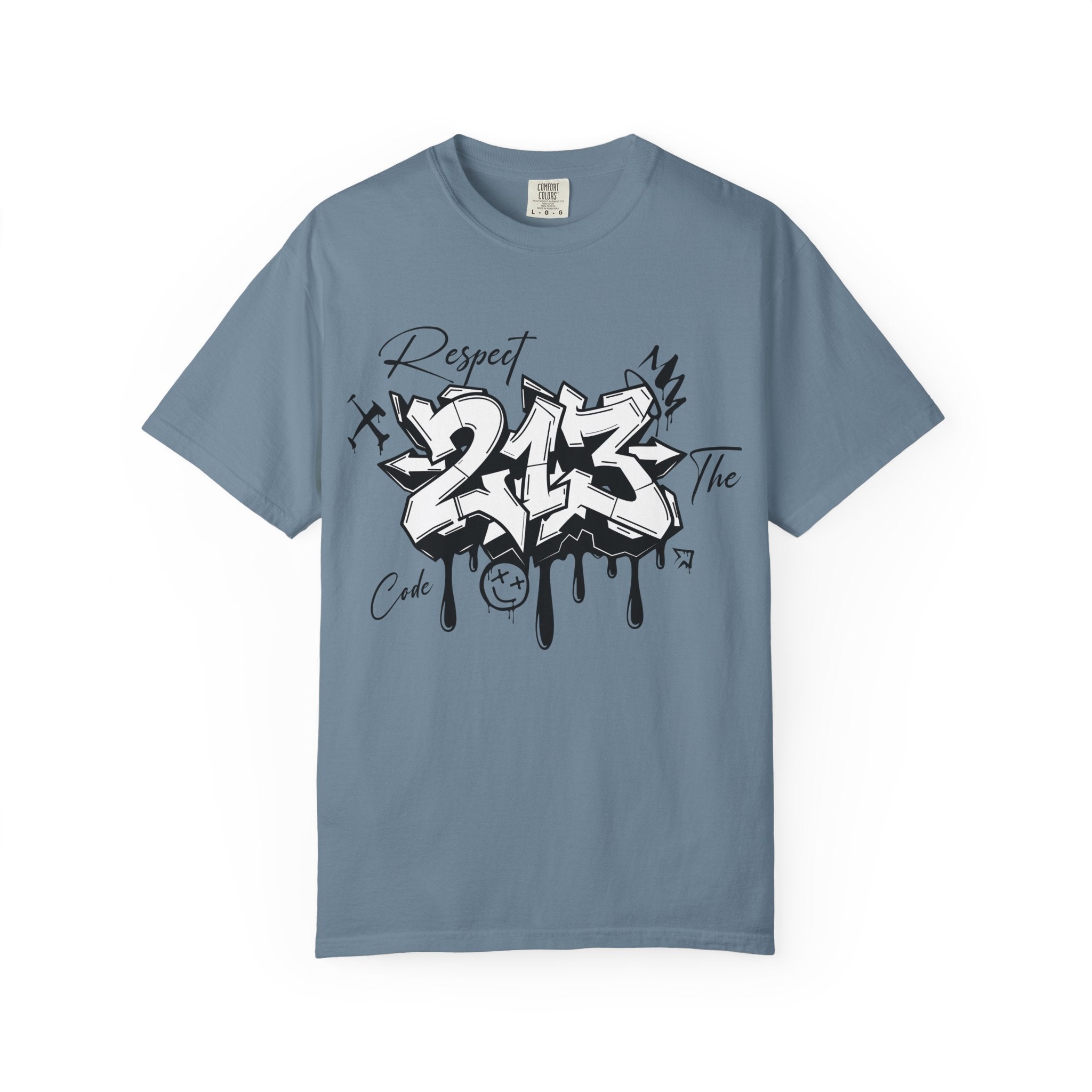 Respect the Code 213 Black and White Graffiti T-Shirt