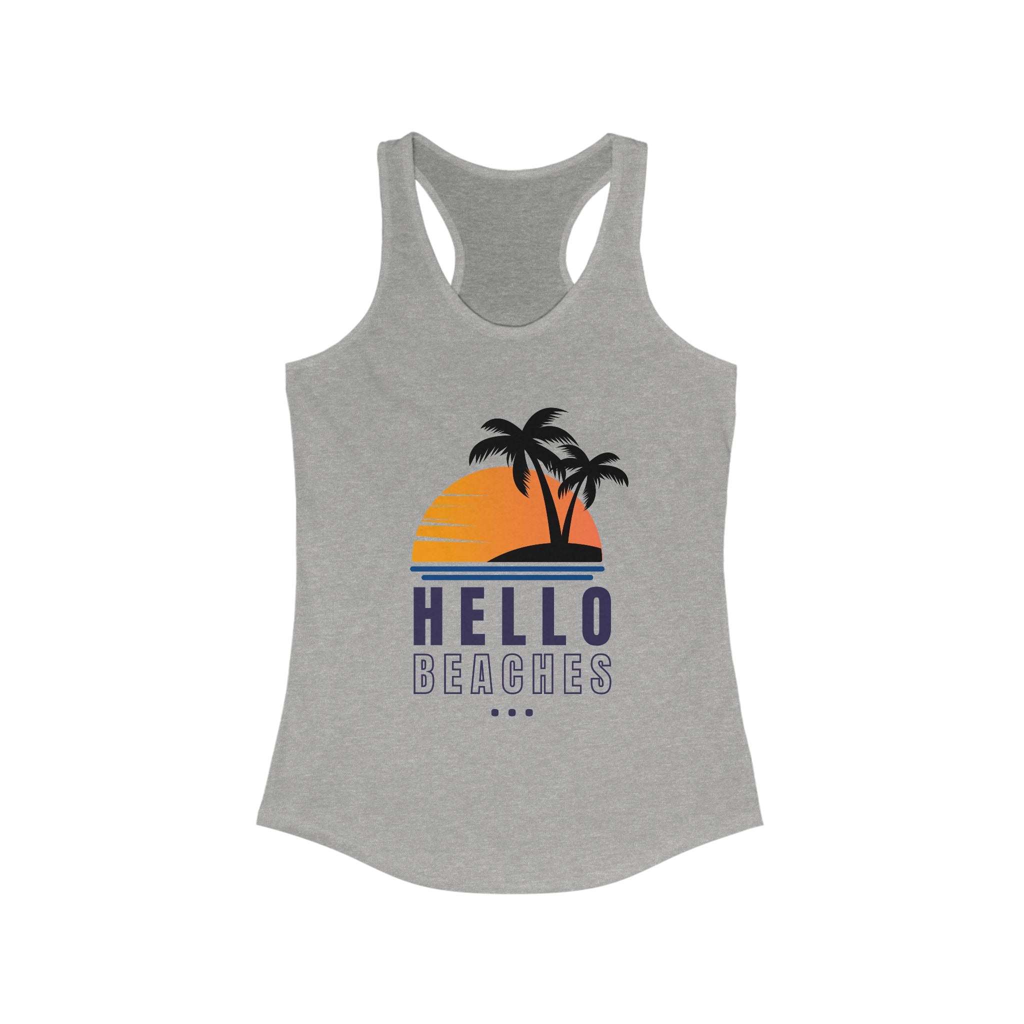 Hello Beaches Racerback Tank Top - Perfect for Summer Vibes