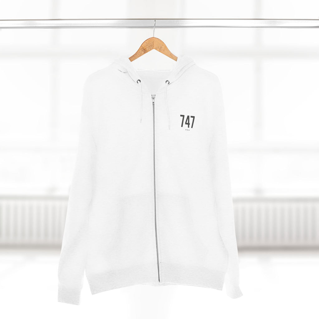 747 - White Zip Hoodie
