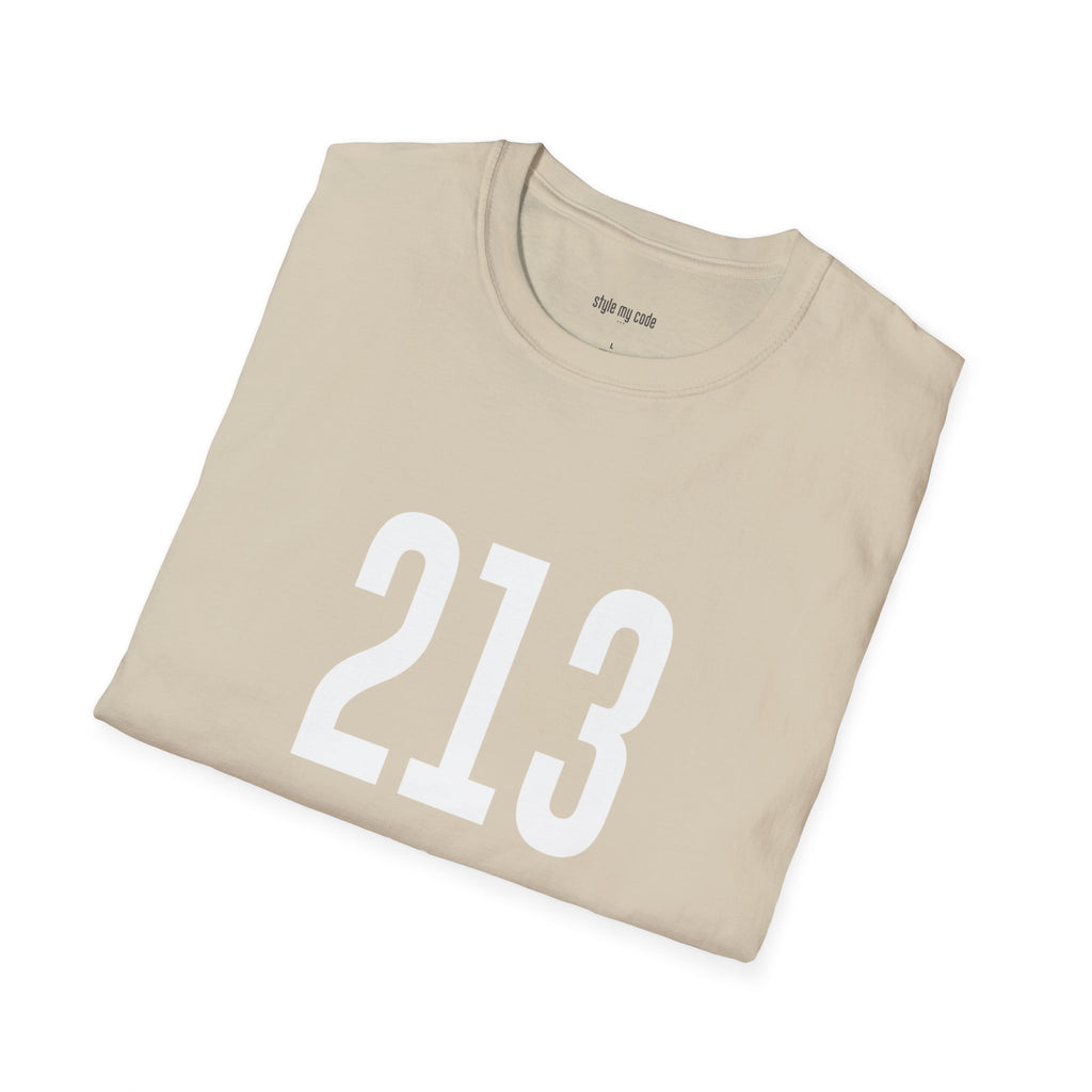 213 White Logo Front Unisex Softstyle T-Shirt