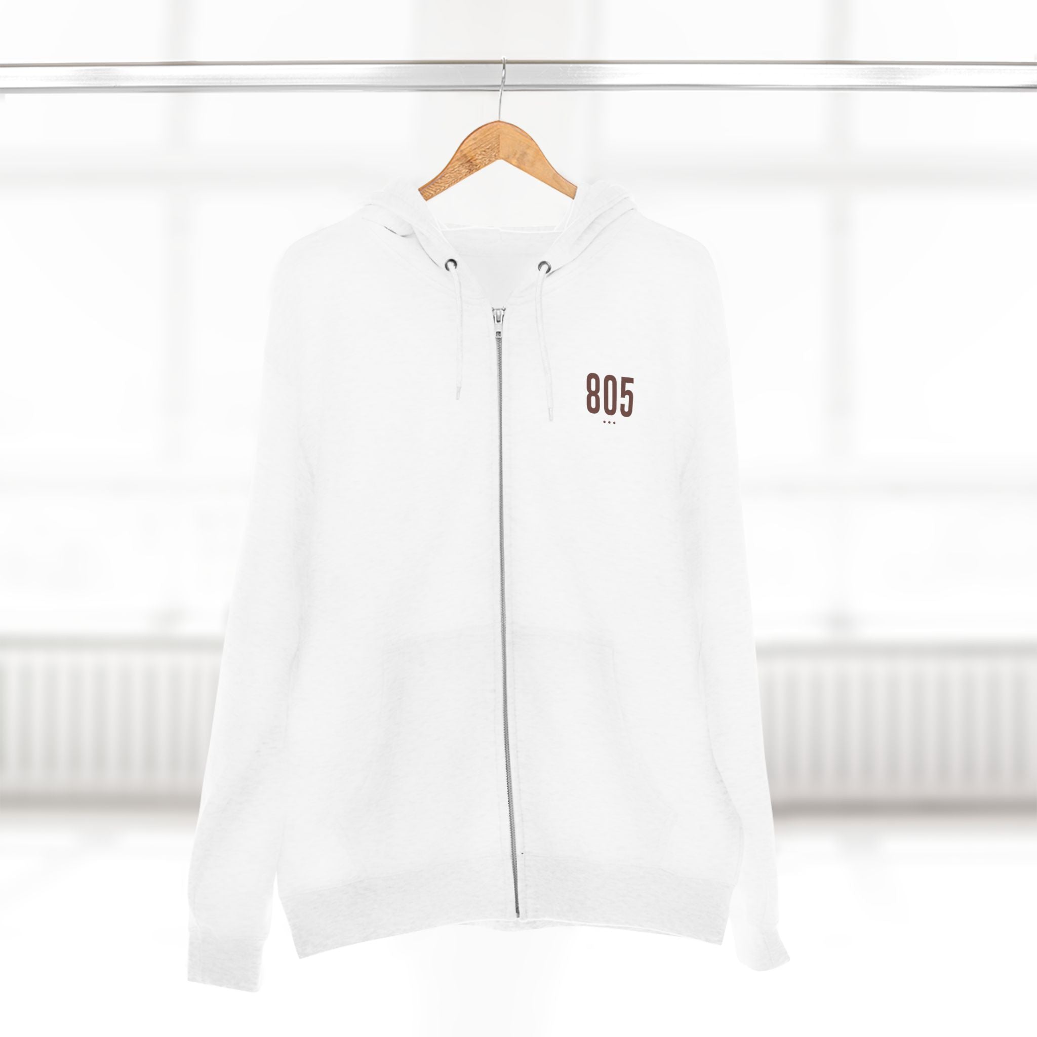 805 - White Zip Hoodie